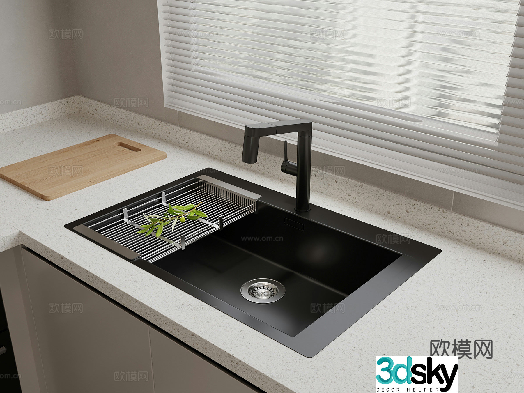 Sink Modern waterfall sink Vegetable sink Large single tank Under counter basin 3D model