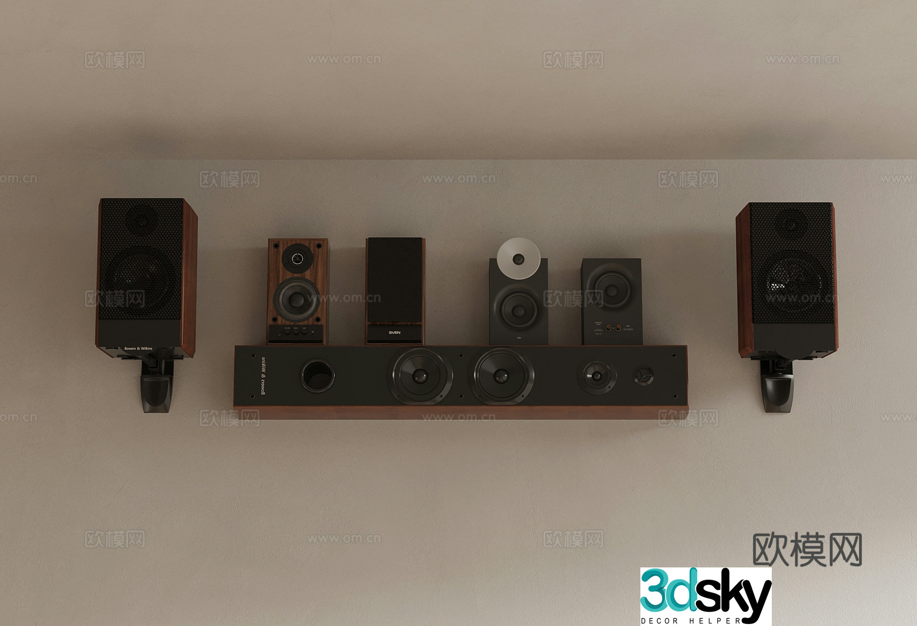 Audio modern audio wall-mounted audio floor-standing speaker 3D model