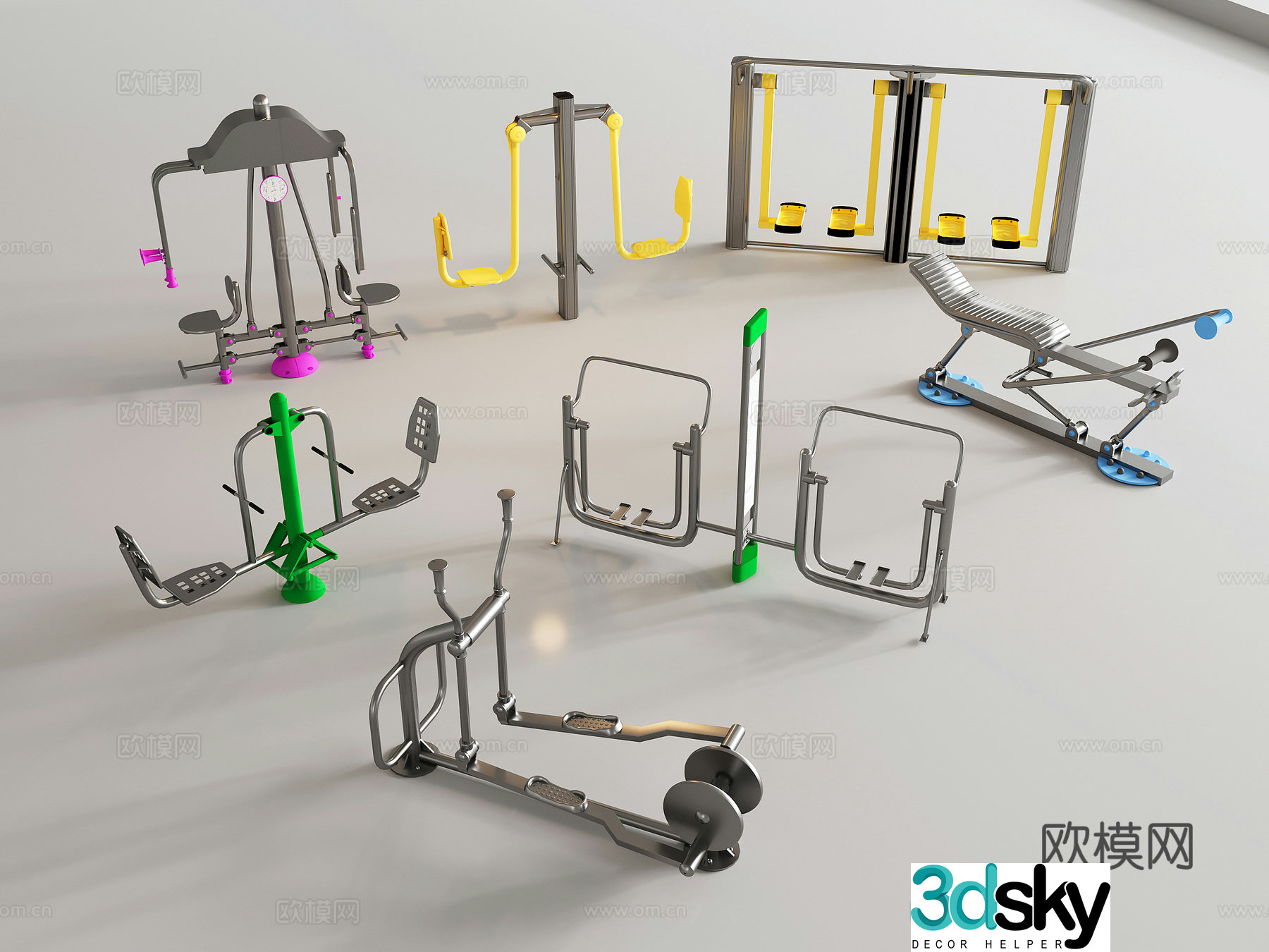 Modern sports equipment, Sheer fitness equipment, outdoor fitness equipment, community facilities, entertainment equipment 3D model