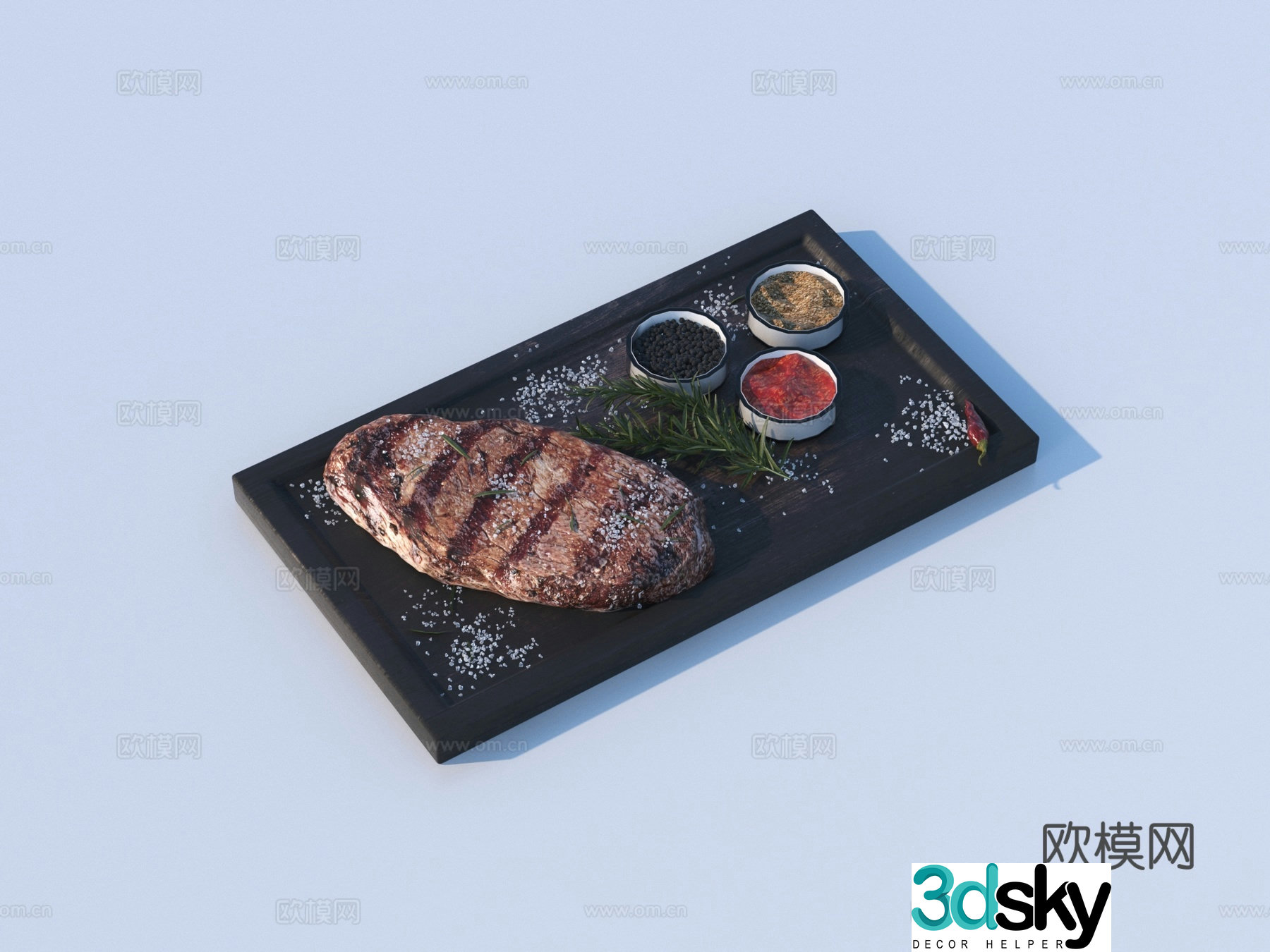 Meat Pork Beef Lamb Meat Slices 3D Model