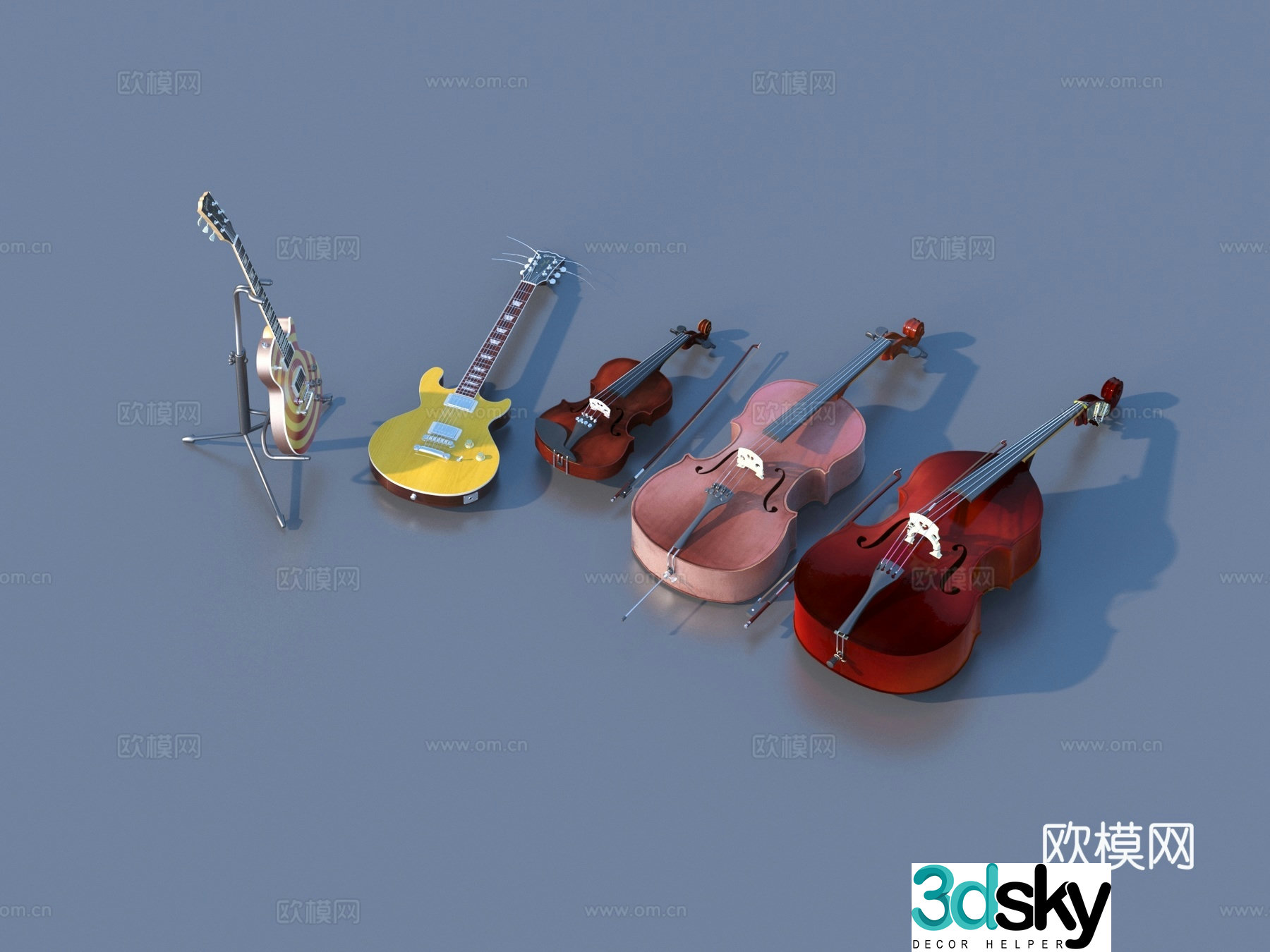 guitar electric guitar electronic instrument strings 3d model