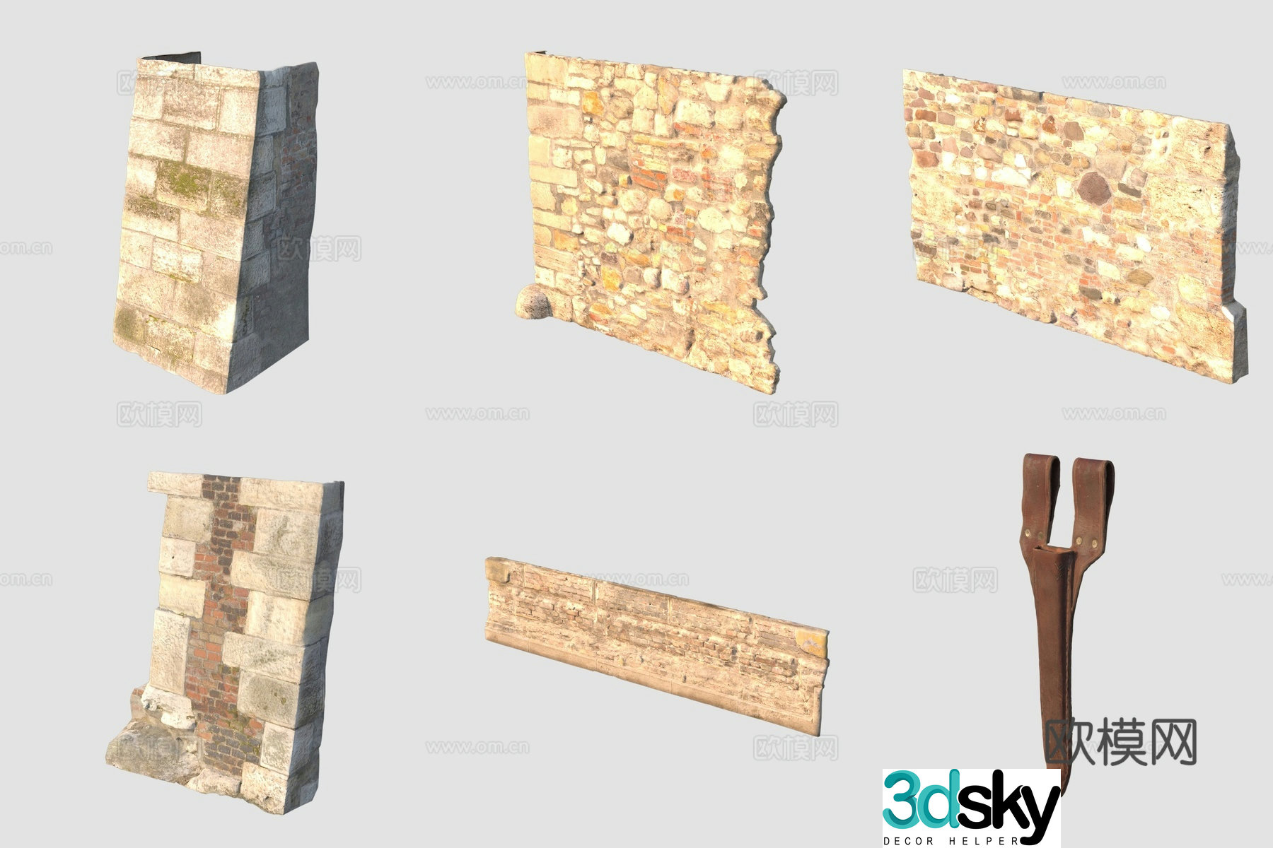 Ancient stone wall 3d model