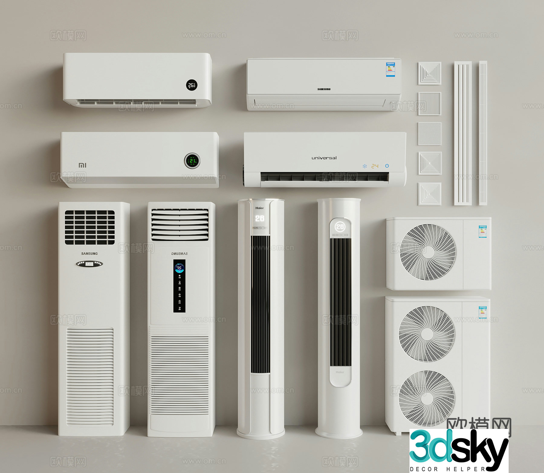 Vertical air conditioner wall-mounted air conditioner air conditioner air outlet air conditioner external unit 3D model
