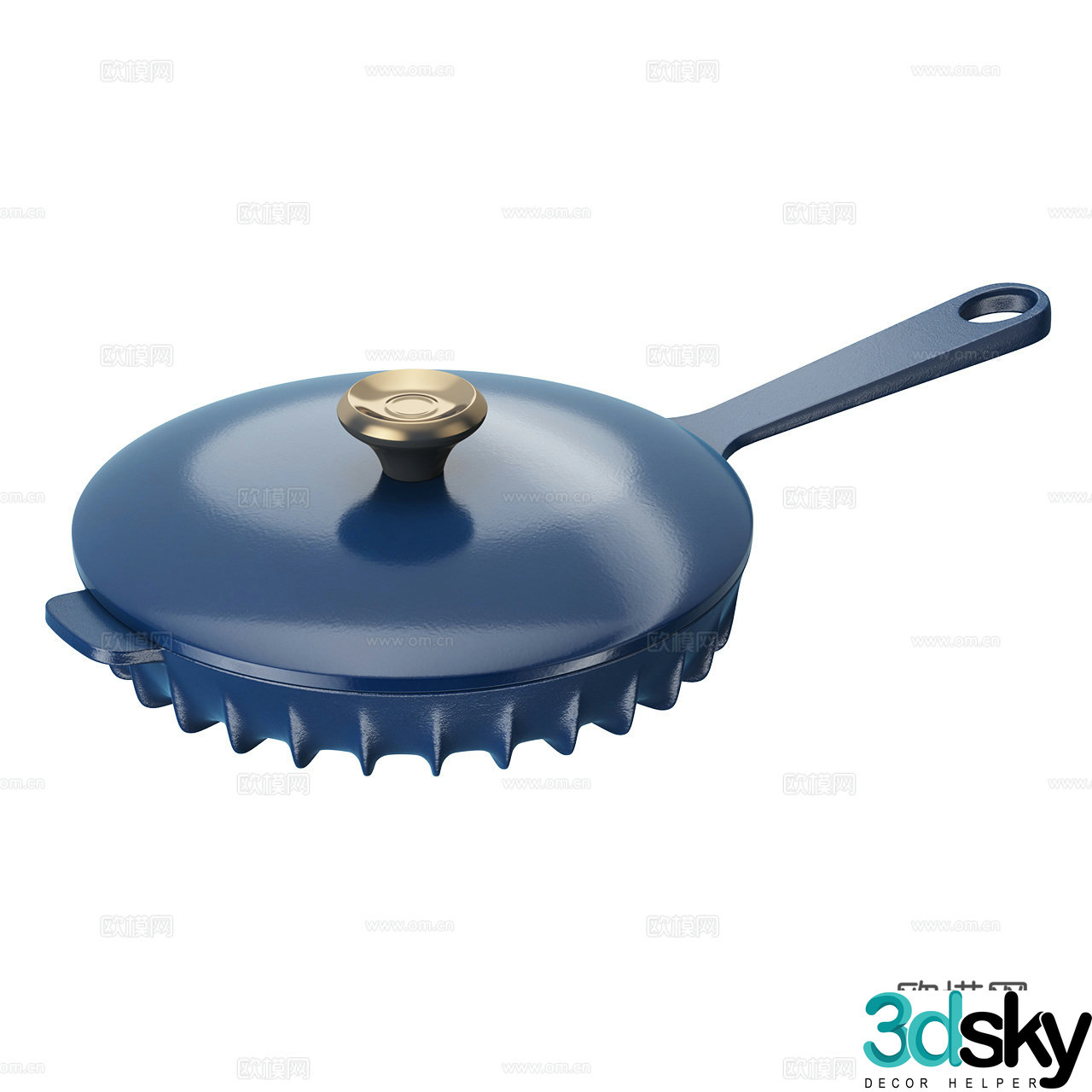 Fireup modern frying pan pan enamel pot blue pot 3d model