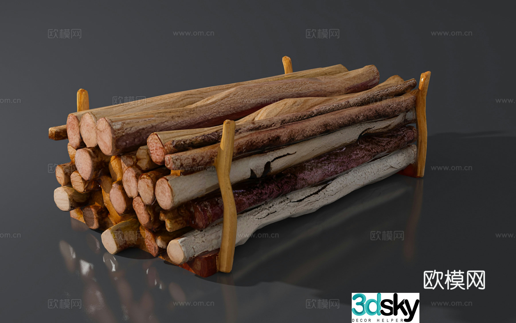 Firewood, stump wood, cartoon style, hand-made ornaments, decoration, game props 3D model