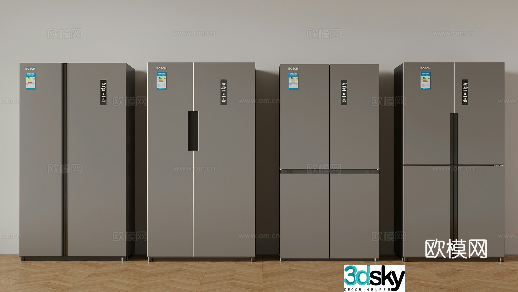 Refrigerator Modern smart refrigerator Double door refrigerator Cross door refrigerator 3D model