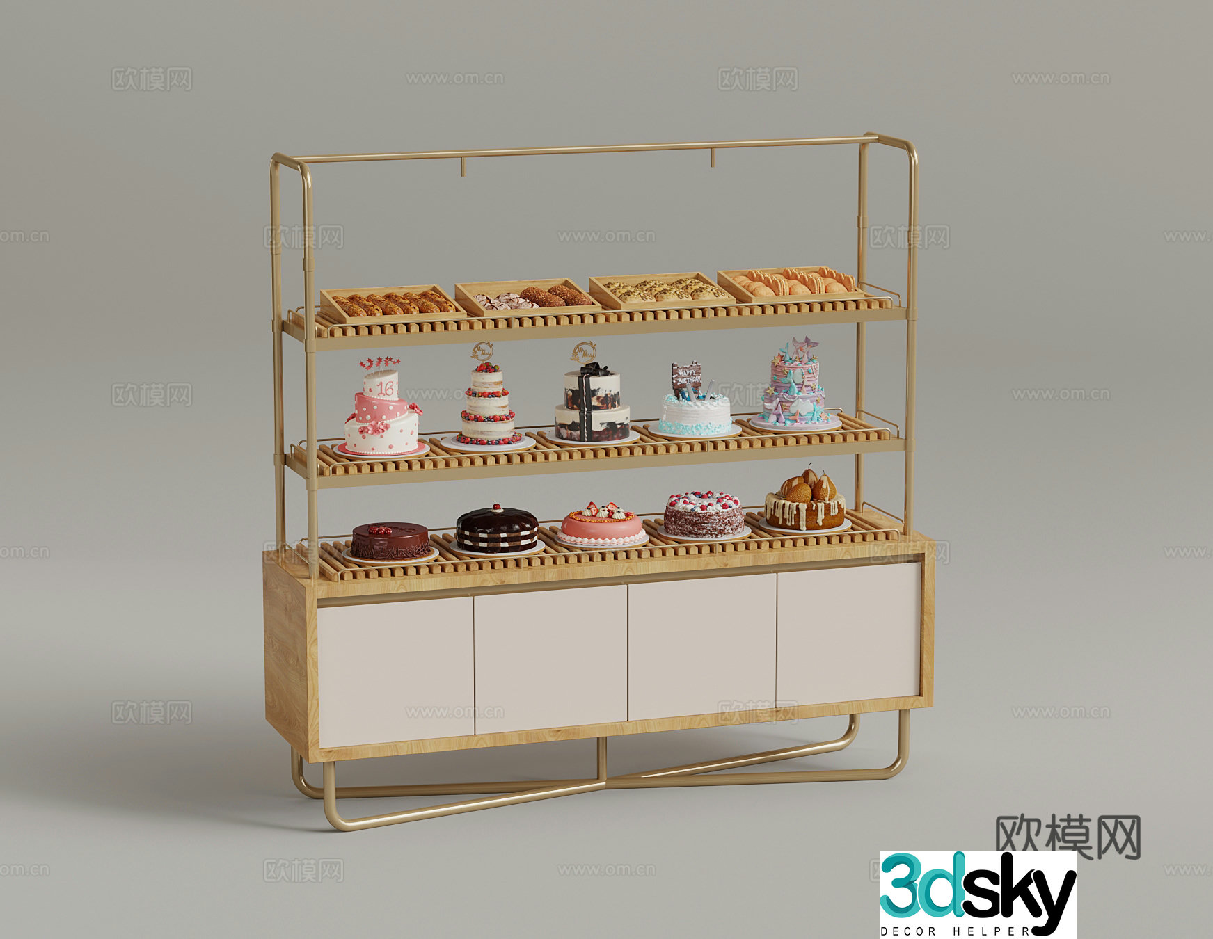 Modern wine and food pastry 3d model