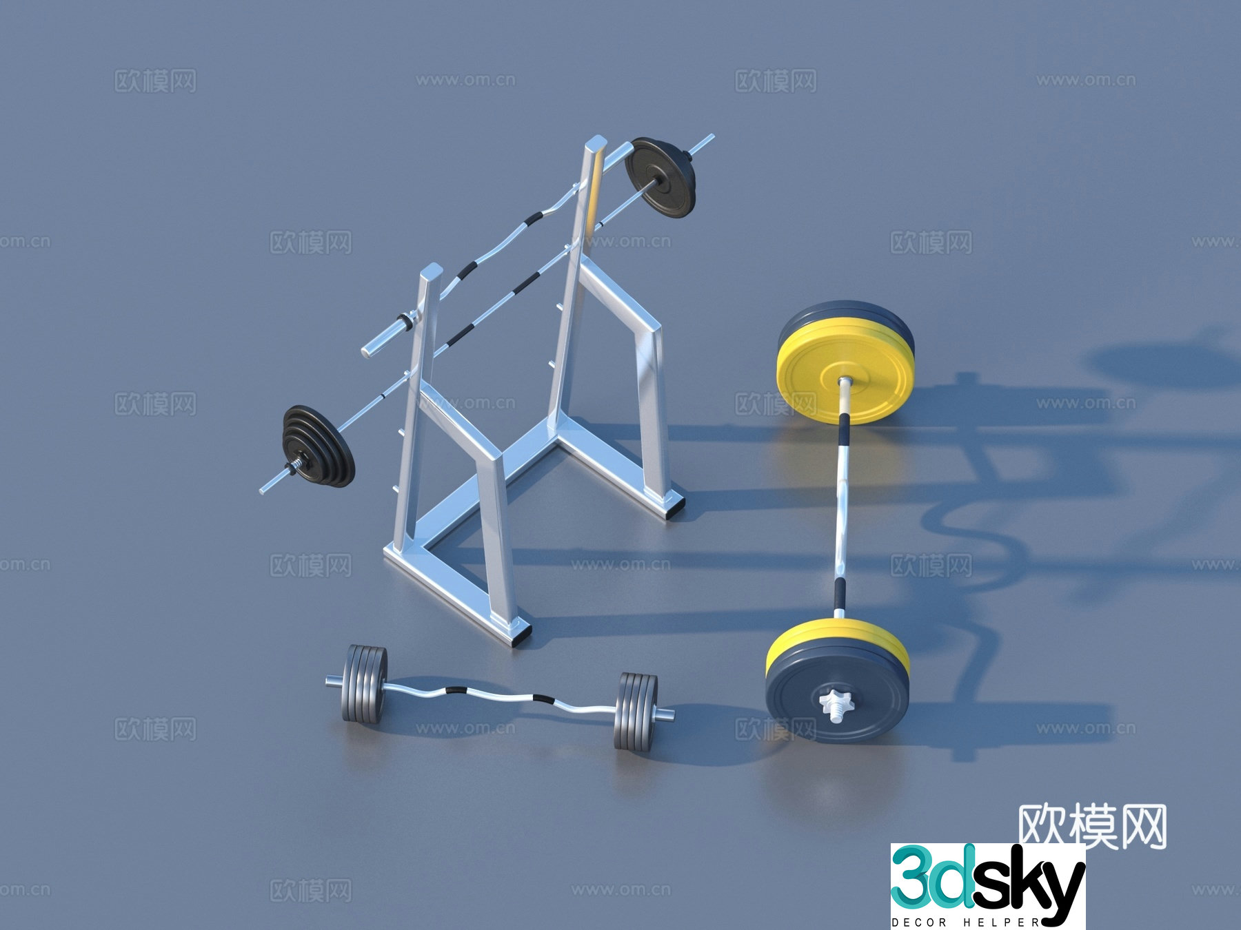Barbell weightlifting barbell 3d model