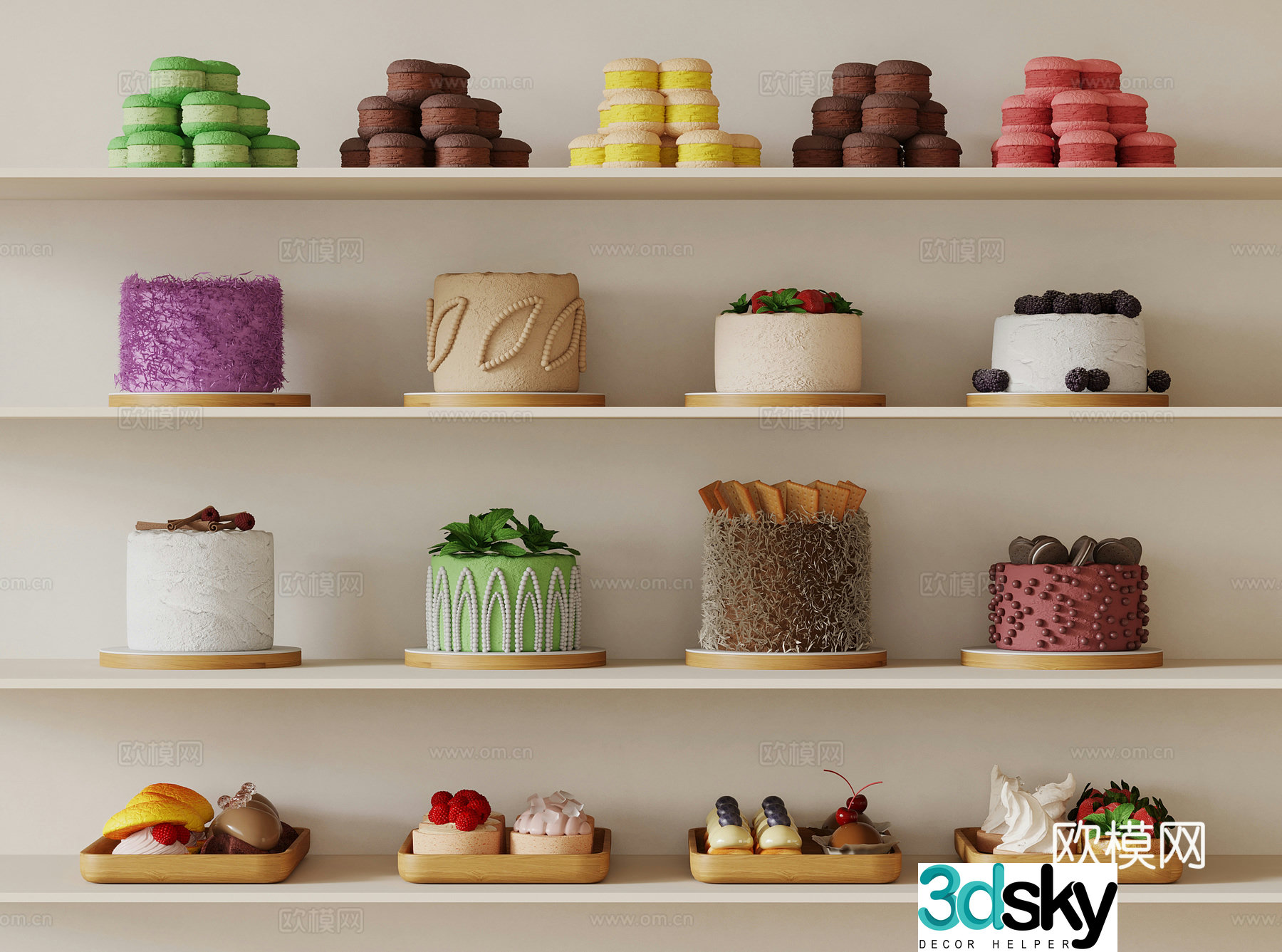 Modern wine food cake dessert 3d model