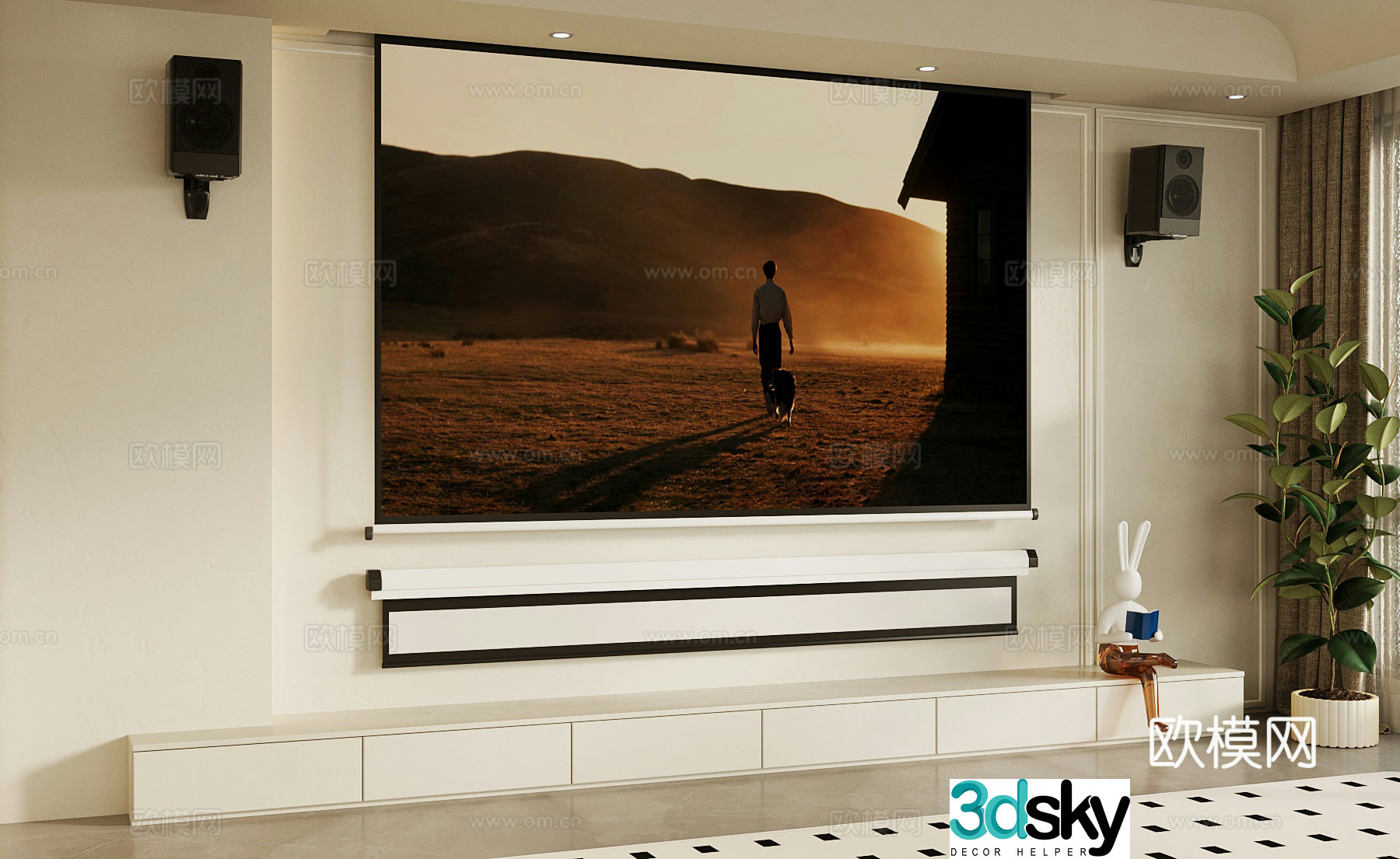 Projection Modern Projection Screen Audio 3D Model