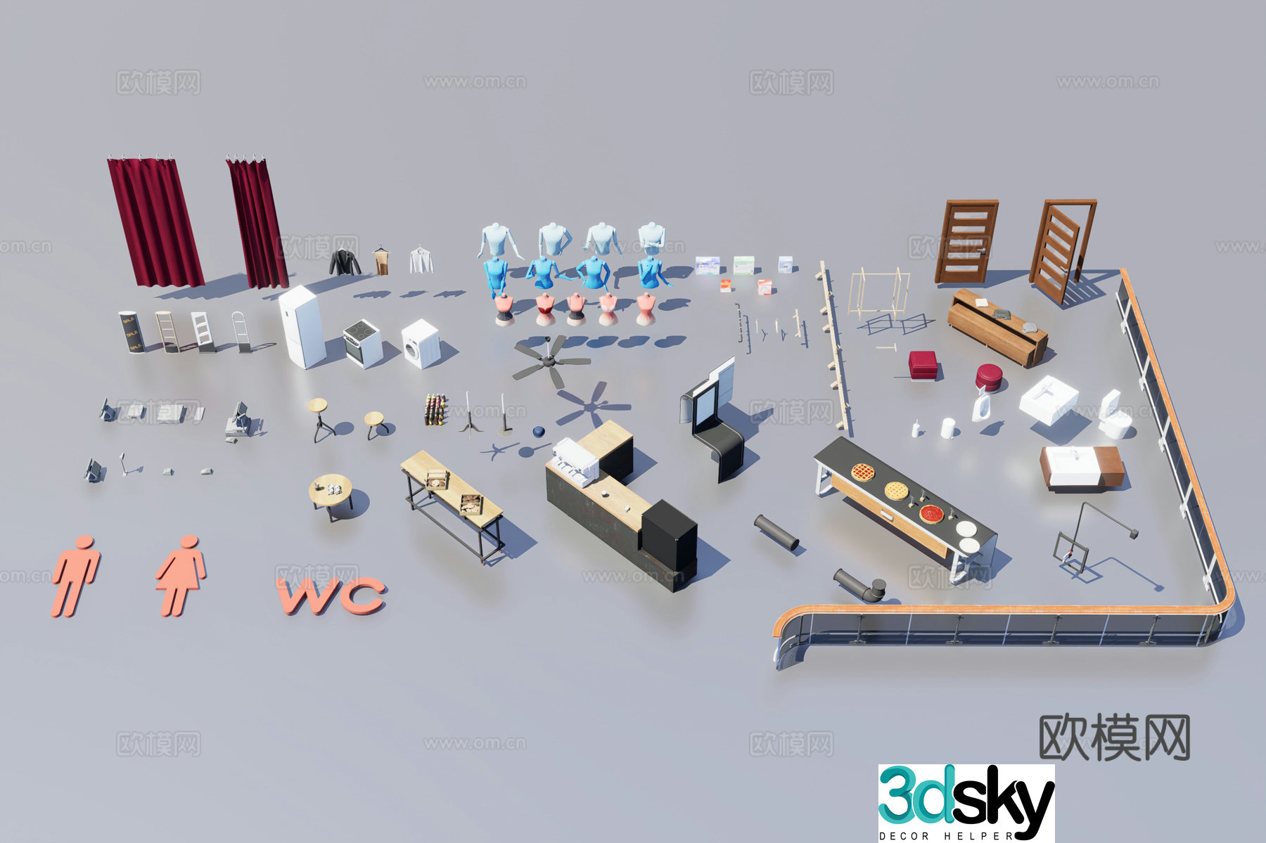 Interior furniture decoration 3d model