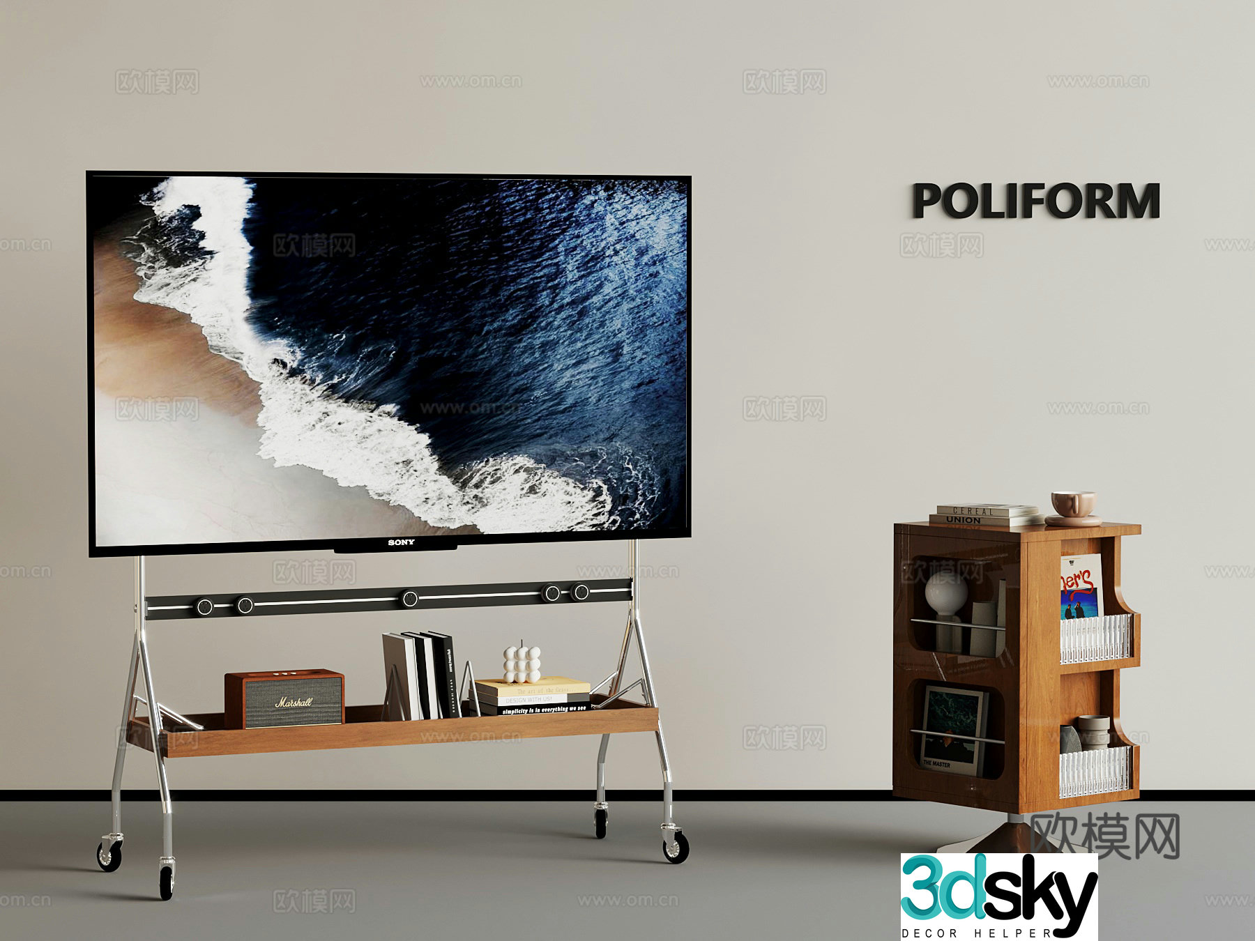 Modern mobile TV Conference TV Side 3D Model