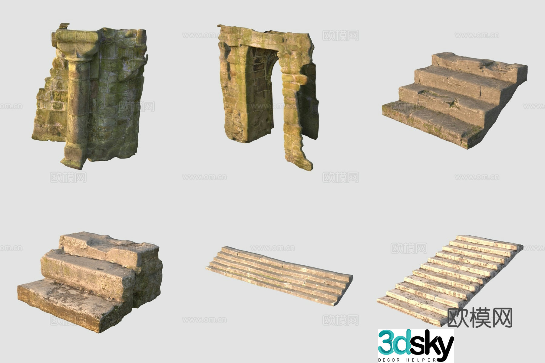 Ancient Steps Arch Fence 3D Model