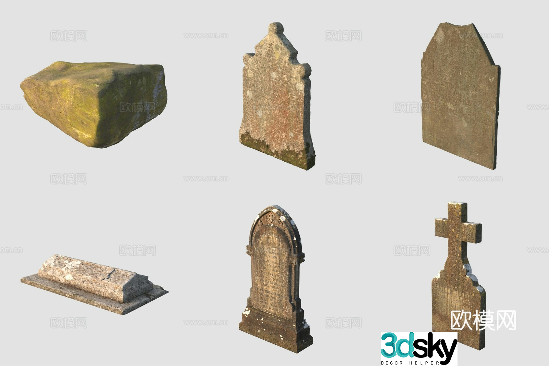 European tombstone stone 3d model
