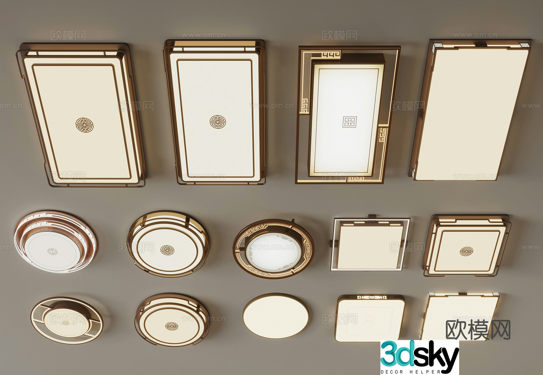 New Chinese ceiling light 3D model