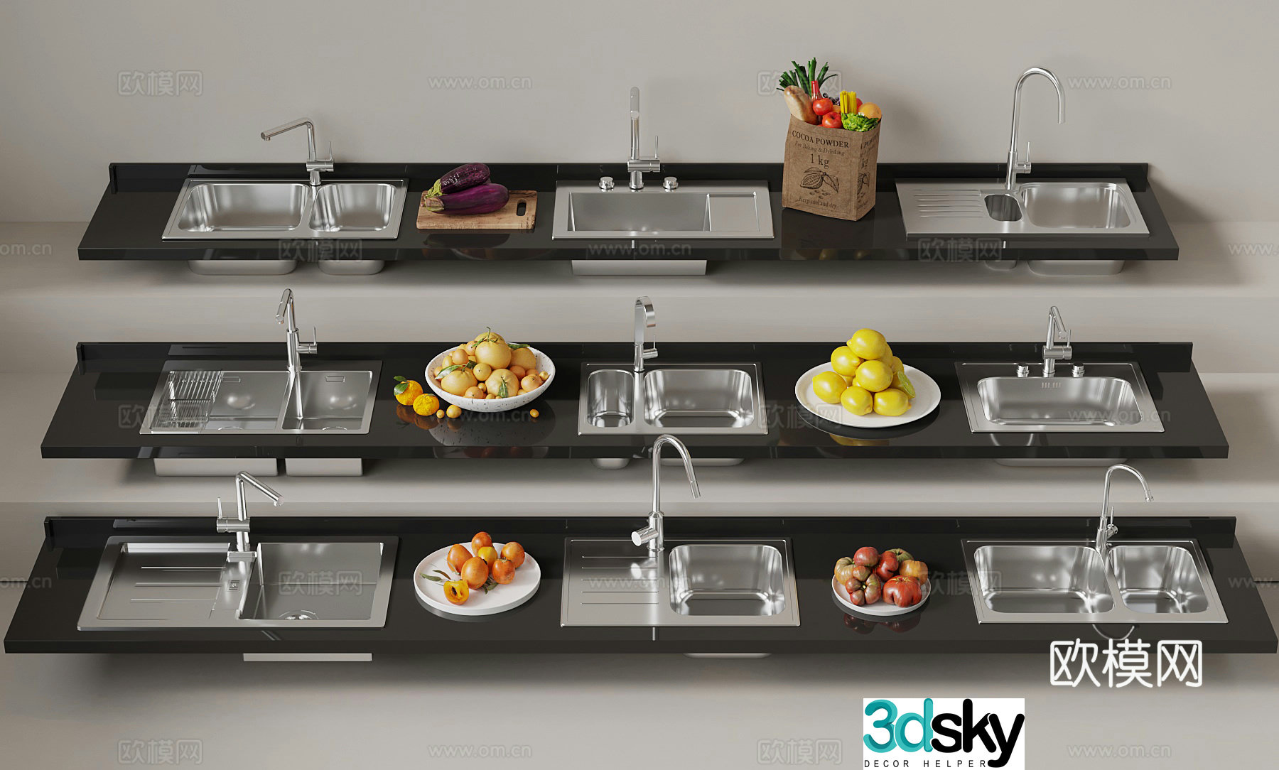 Sink Modern Waterfall Sink Fruit 3d Model