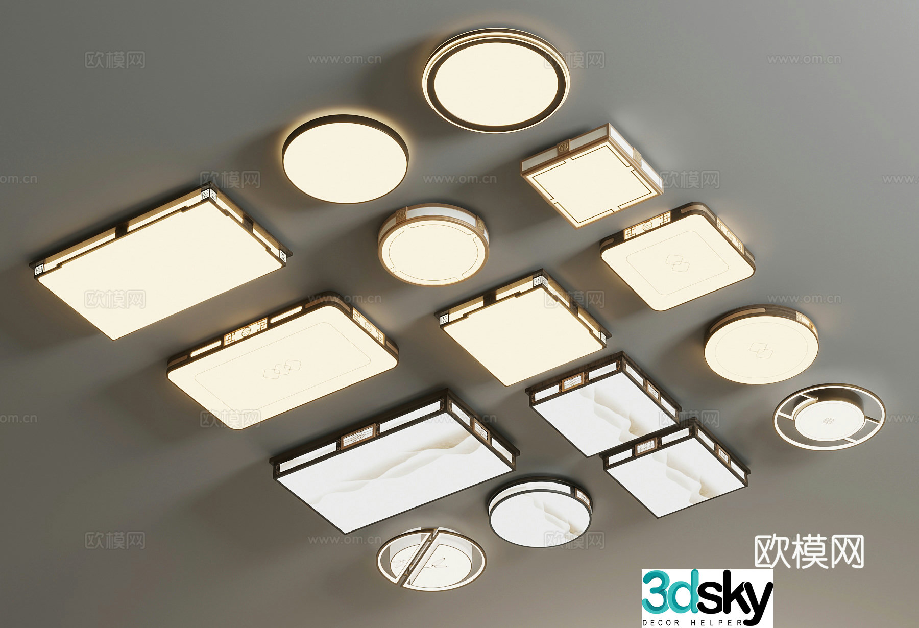 New Chinese ceiling light 3D model