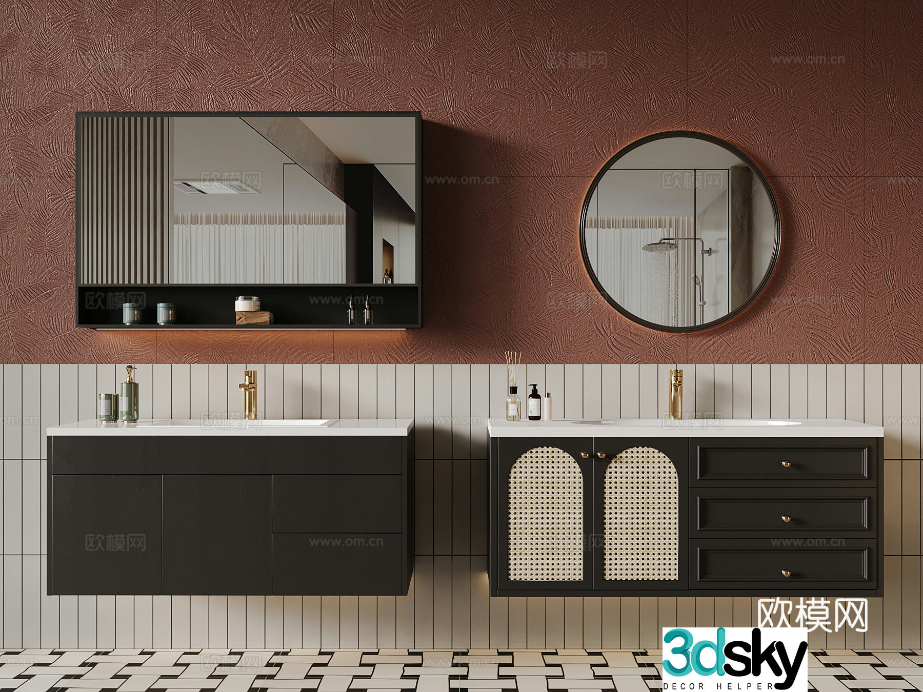 French bathroom cabinet bathroom cabinet combination 3D model