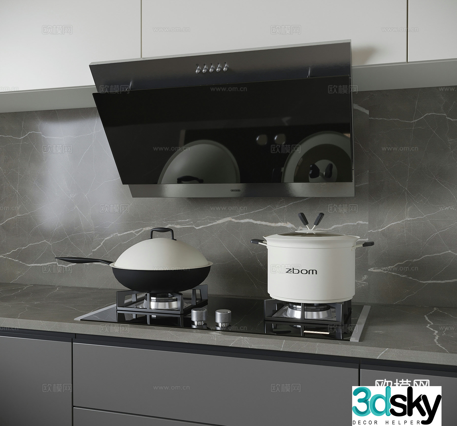 Modern range hood stove stove kitchen appliances 3d model