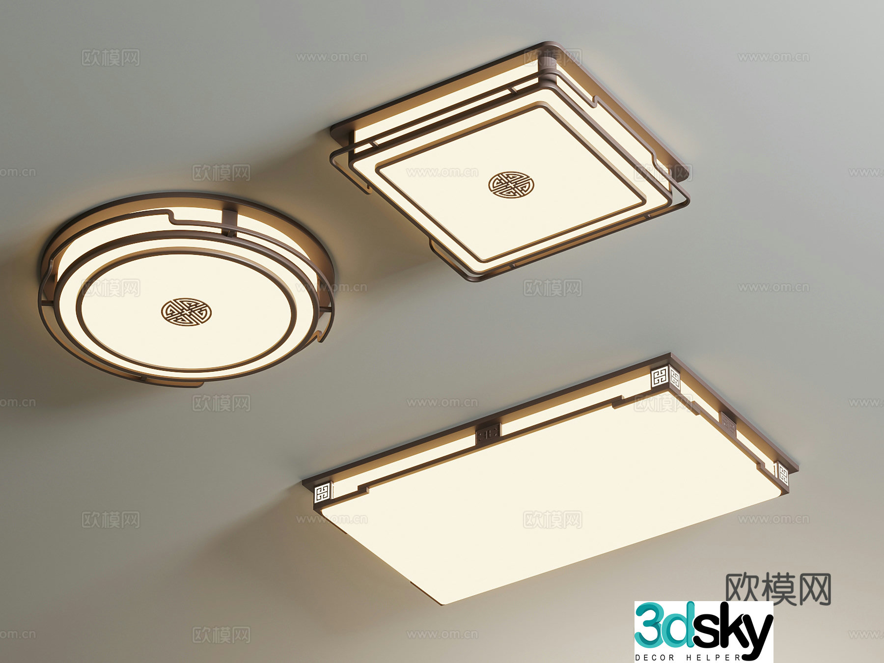 New Chinese ceiling light 3D model