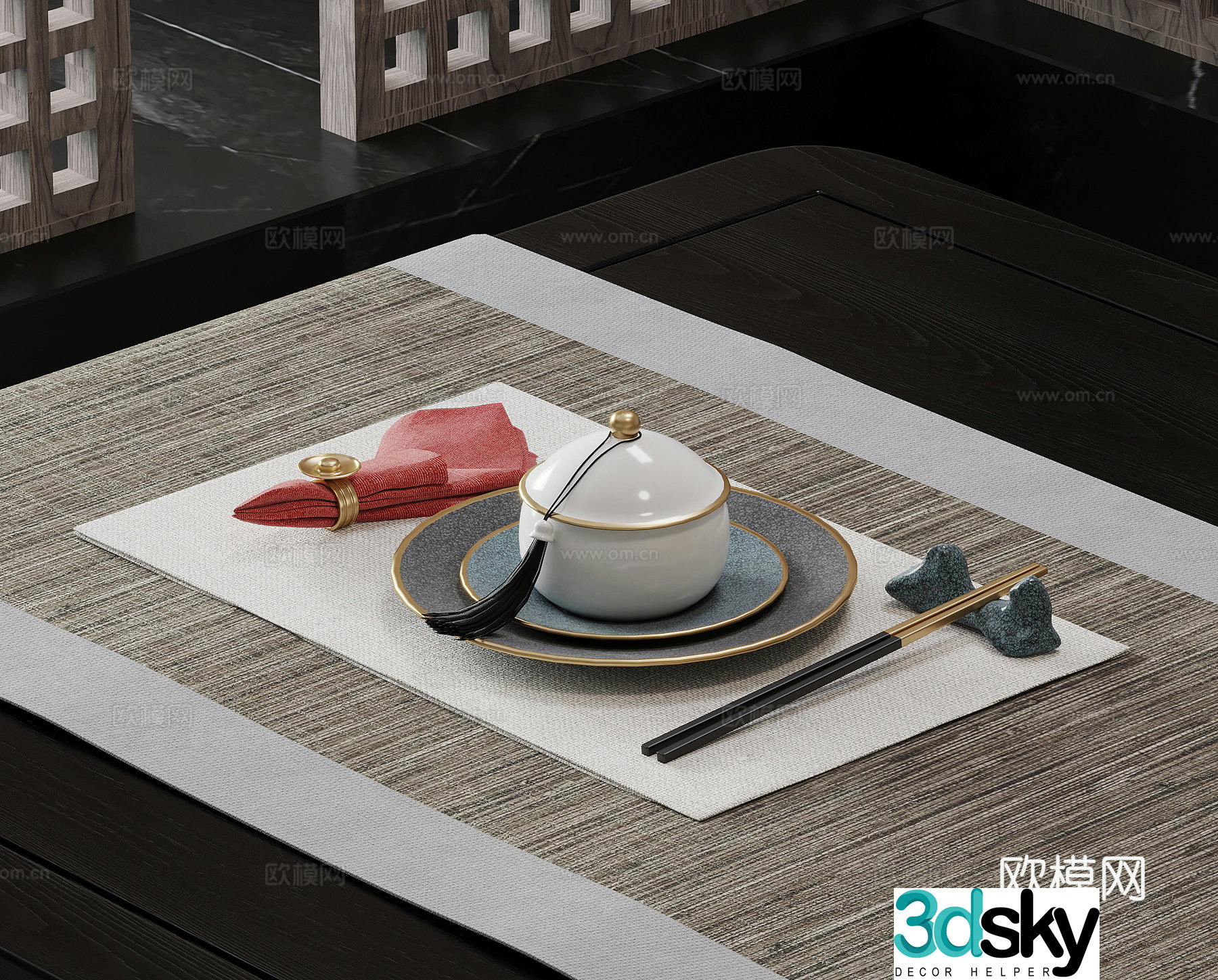 New Chinese tableware chopsticks 3D model