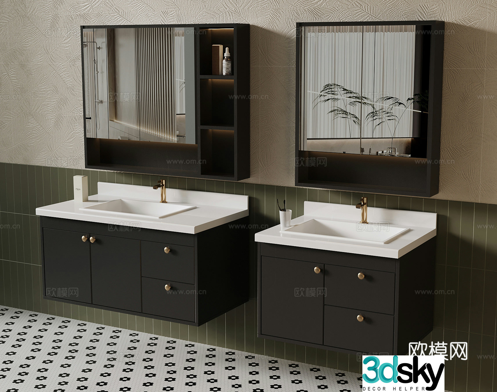 French bathroom cabinet bathroom cabinet combination 3D model