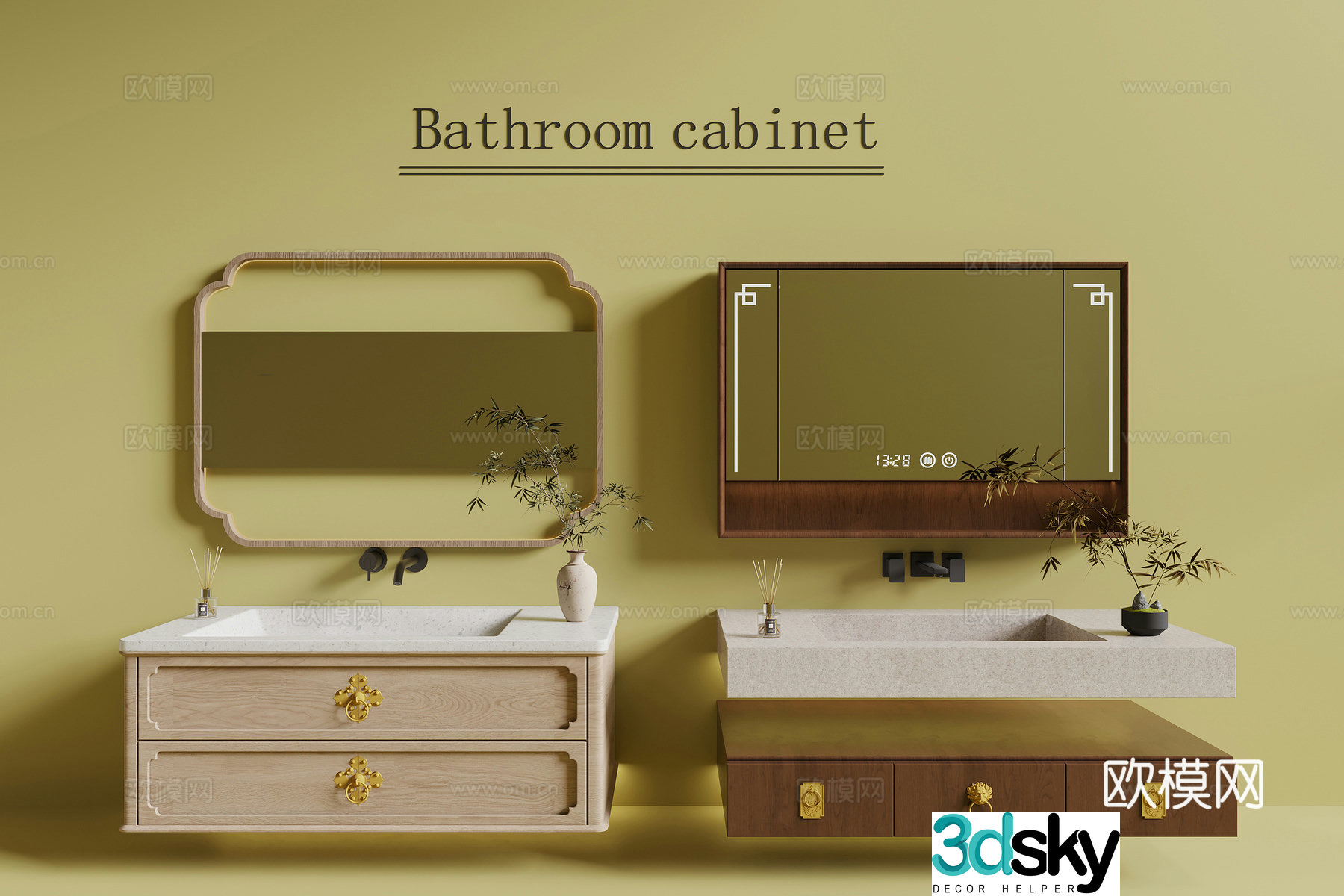 New Chinese style bathroom cabinet 3D model