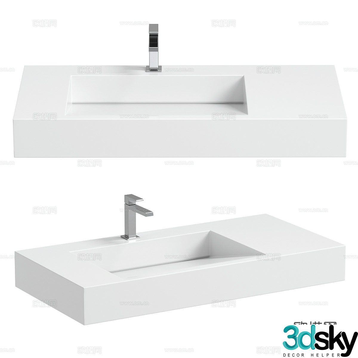 Modern Italian minimalist slope sink 3D model