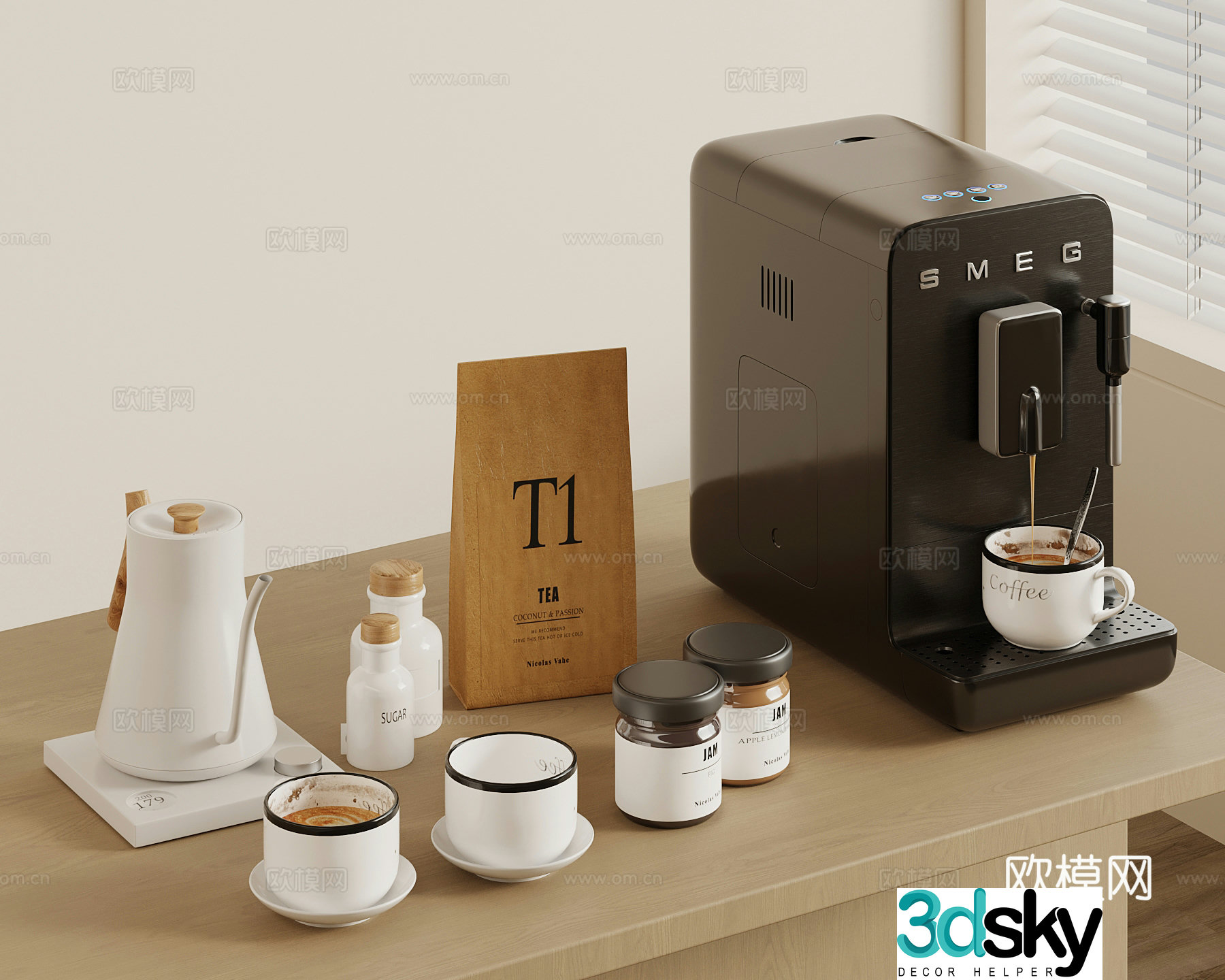 Coffee maker Coffee cup Kettle 3d model
