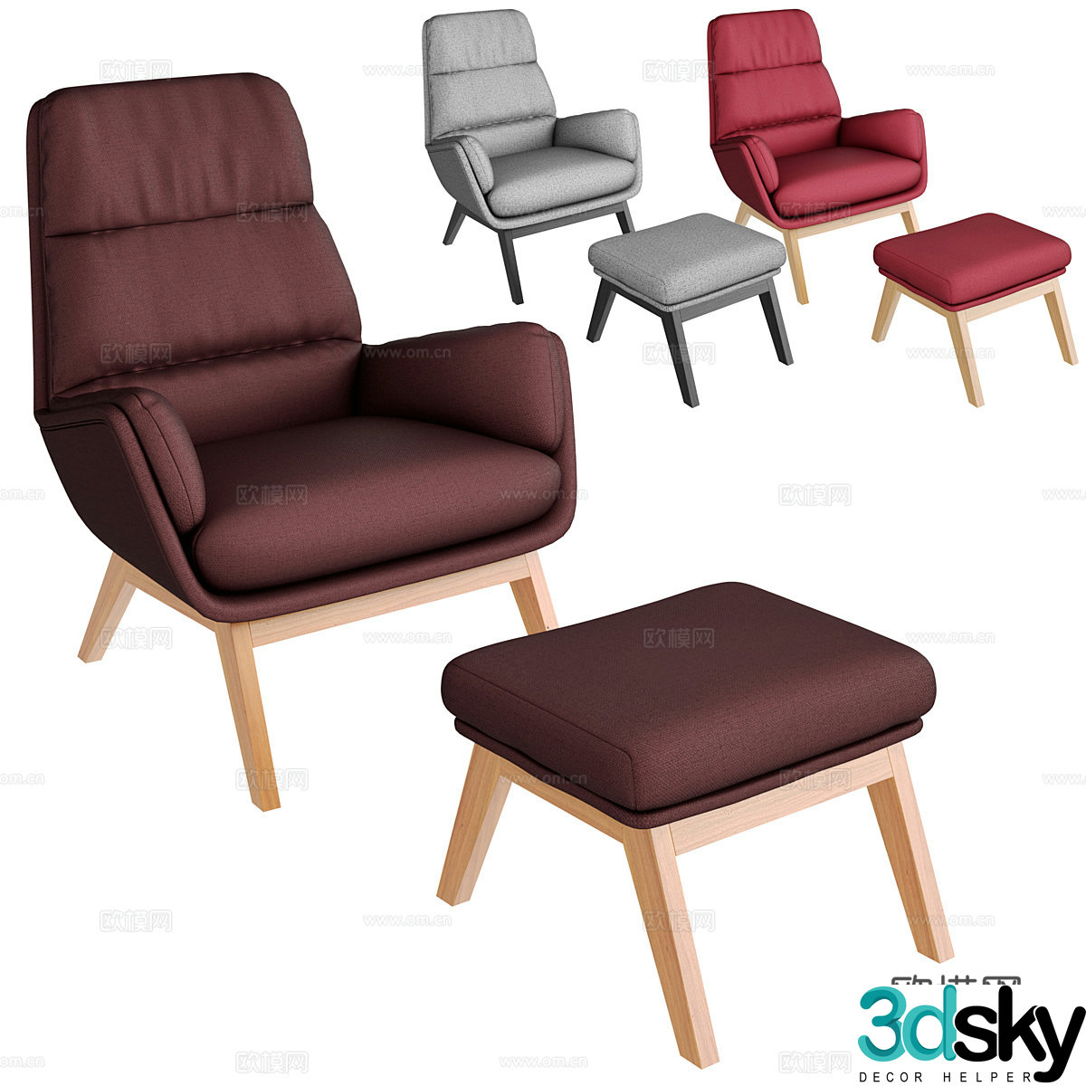 Modern Nordic leisure chair 3d model