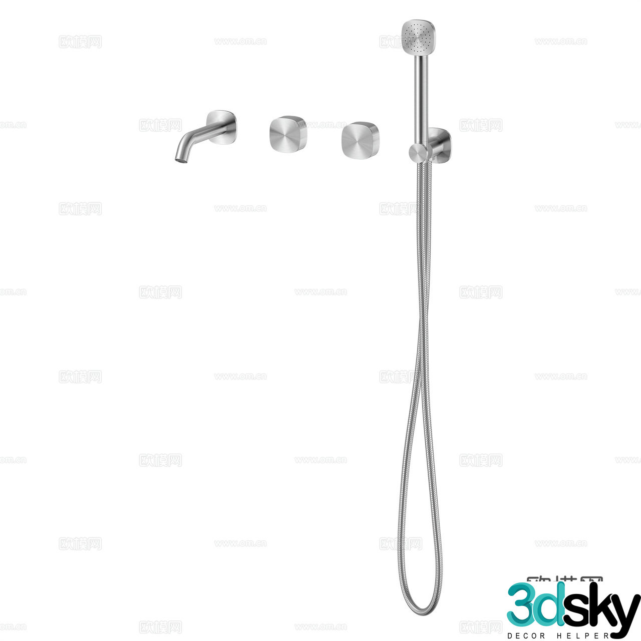 Quadro Shower Faucet Shower Stainless Steel Shower Shower 3D Model