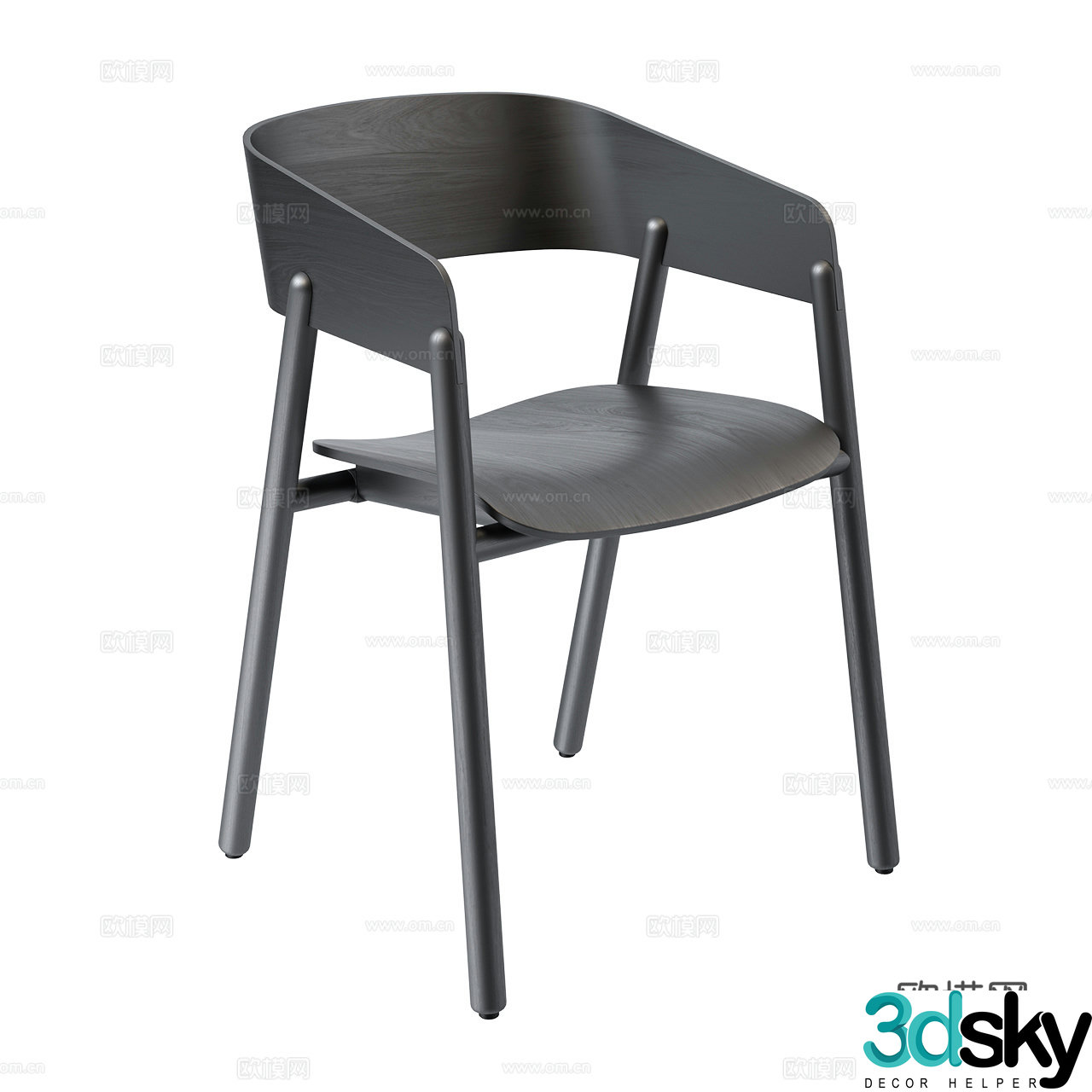 Punt Nordic single chair Log dining chair Armchair Extremely simple chair Wooden chair 3d model