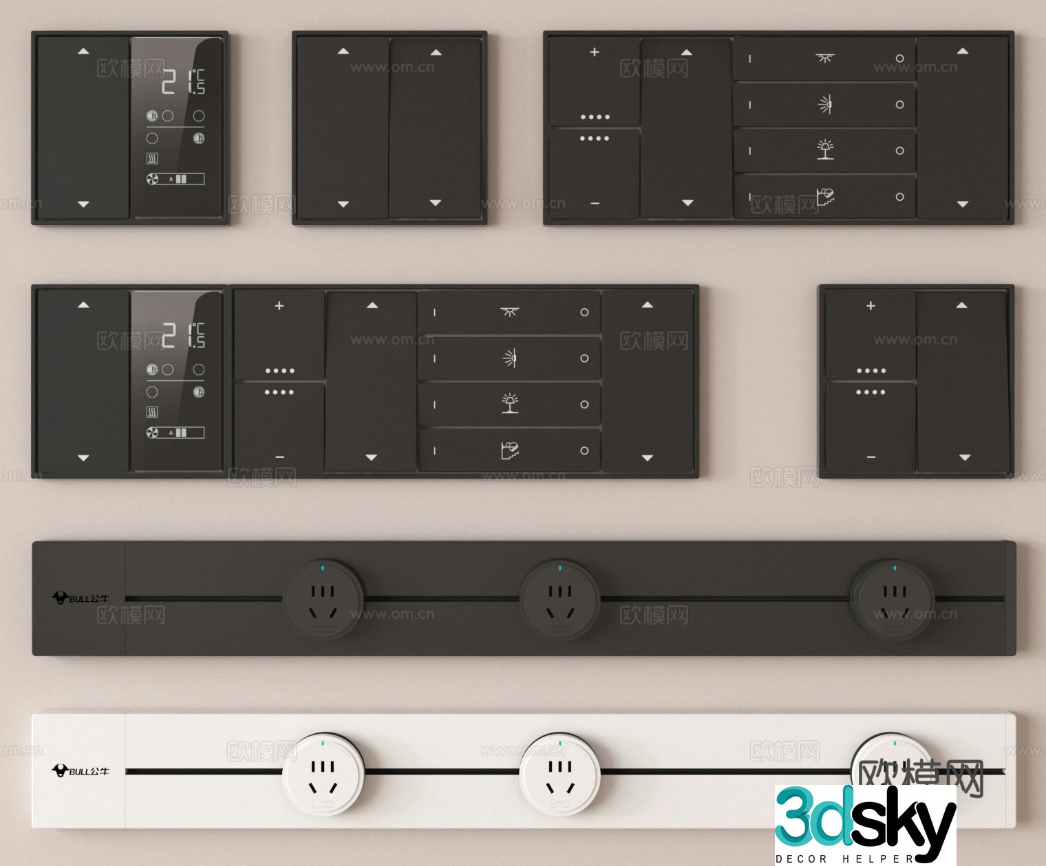 Switch Rail socket Mobile socket Control panel 3D model