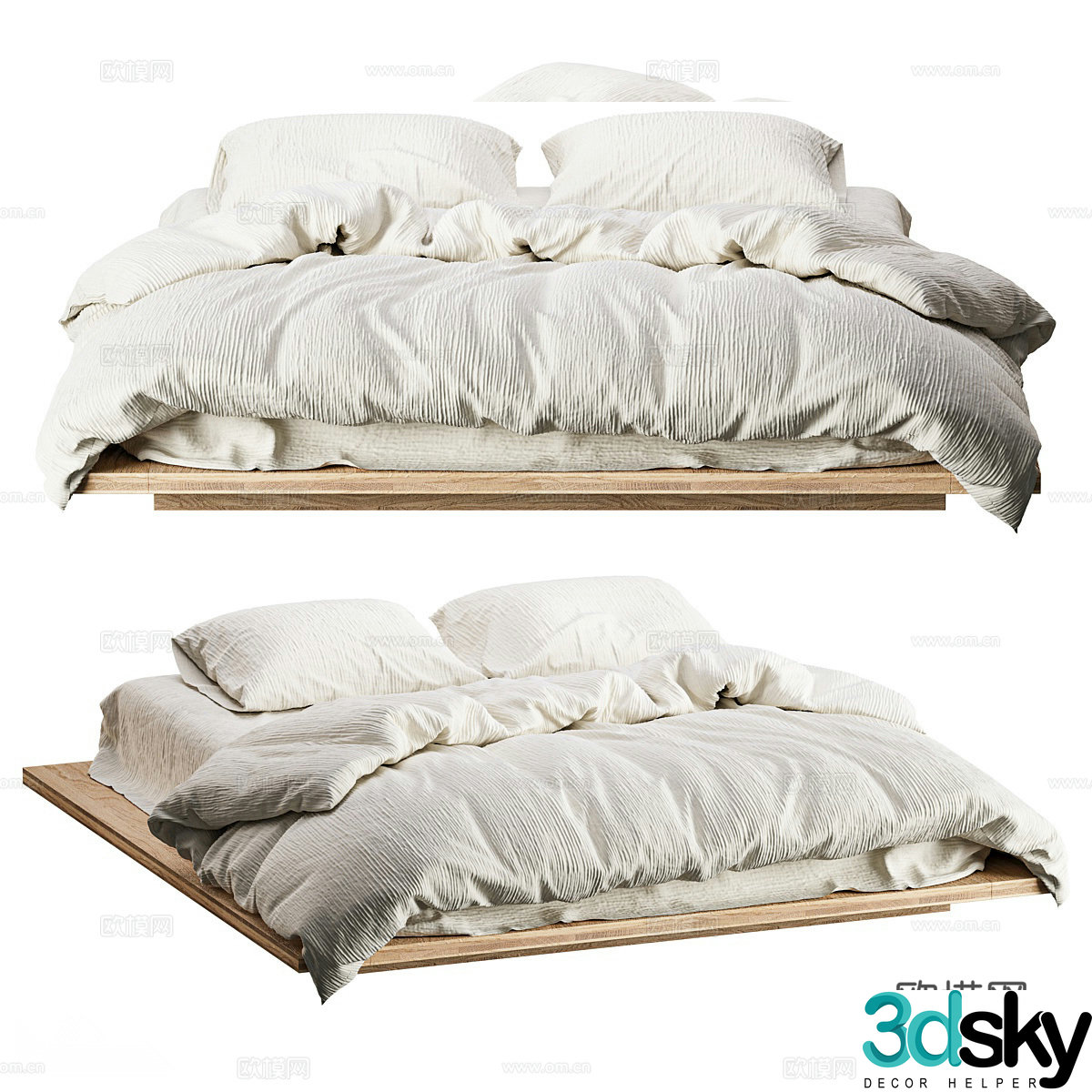 Modern Wasabi Double Bed Fabric Bed Master Bed 3D Model