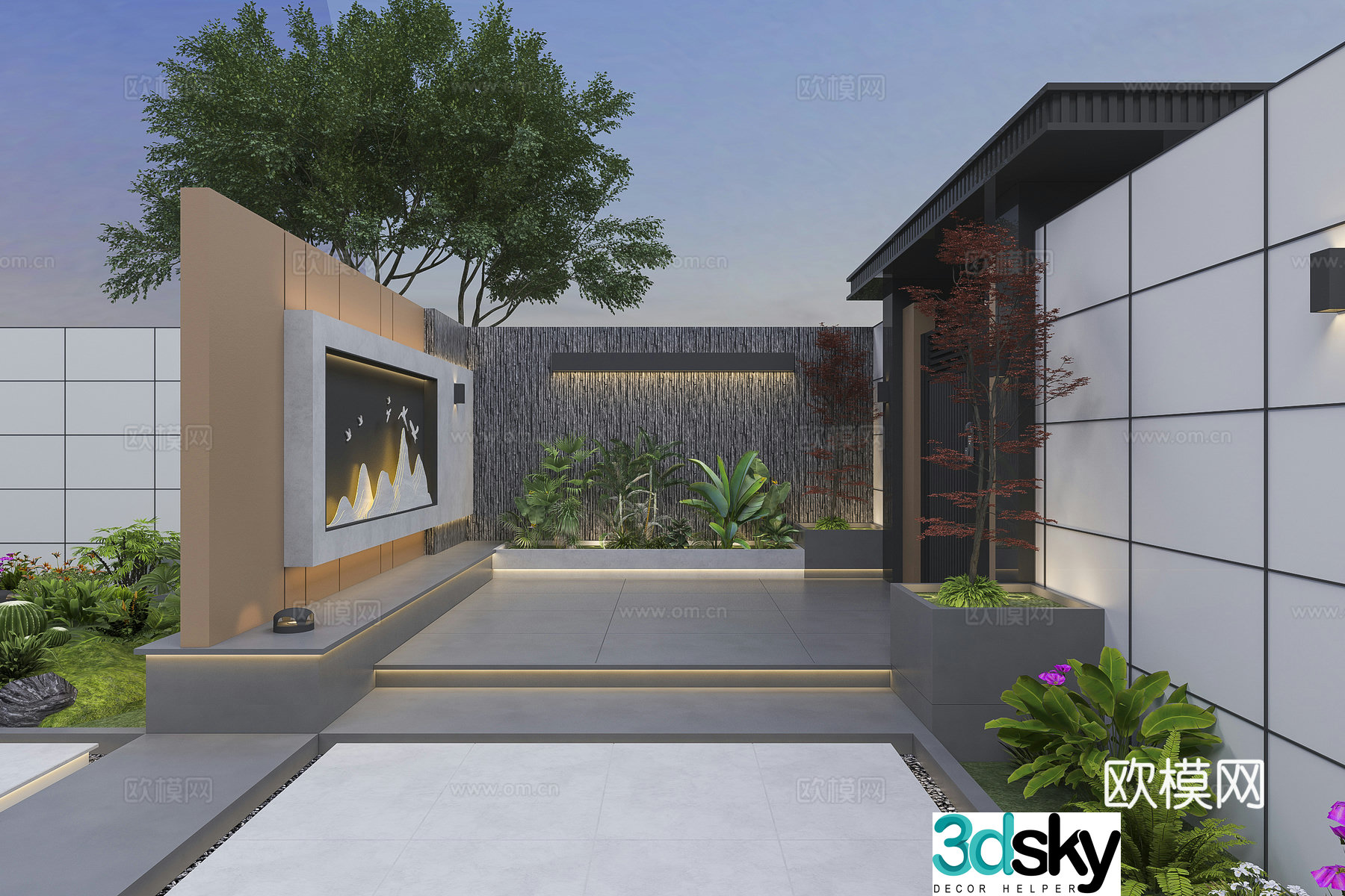 Outdoor garden courtyard 3d model