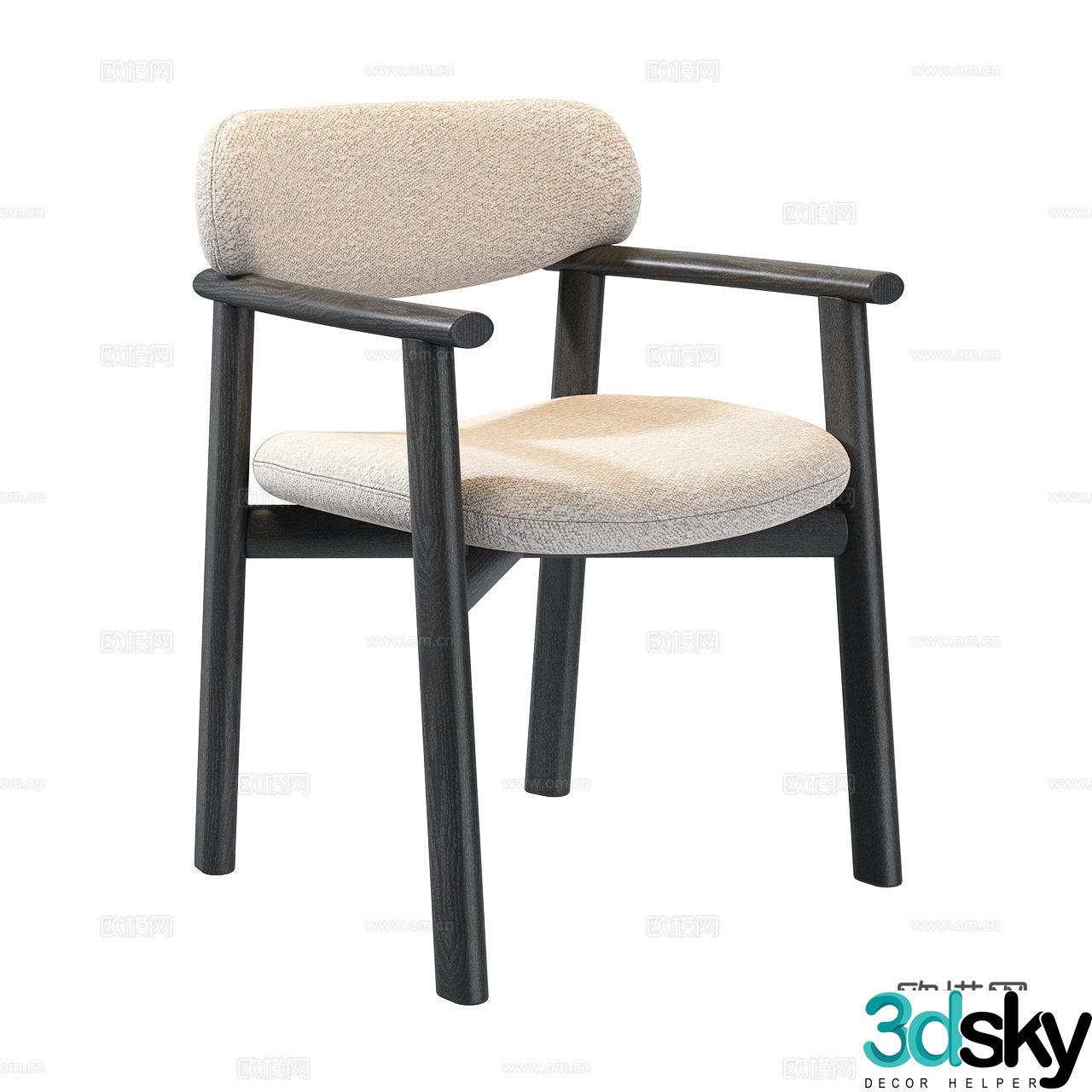 Marelli medieval single chair armchair dining chair wooden chair cloth chair 3d model