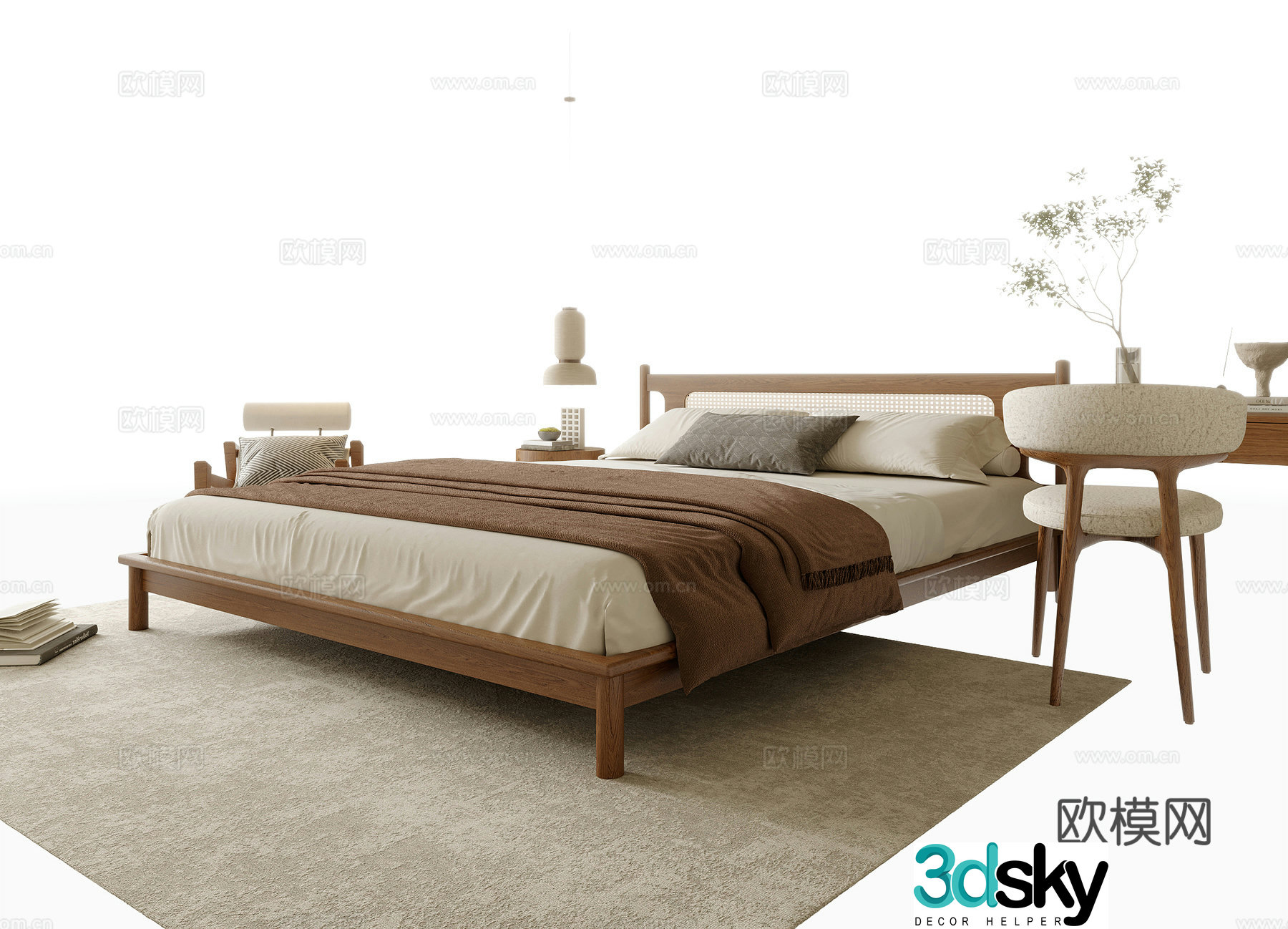 Modern double bed 3d model