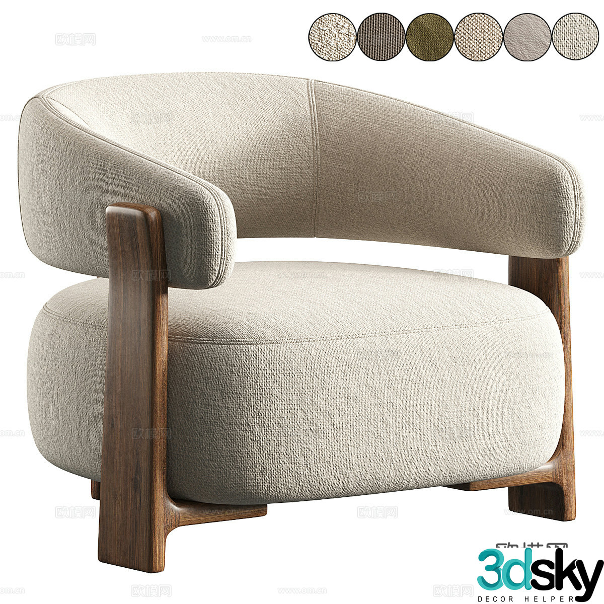 New Chinese style fabric leisure chair 3D model