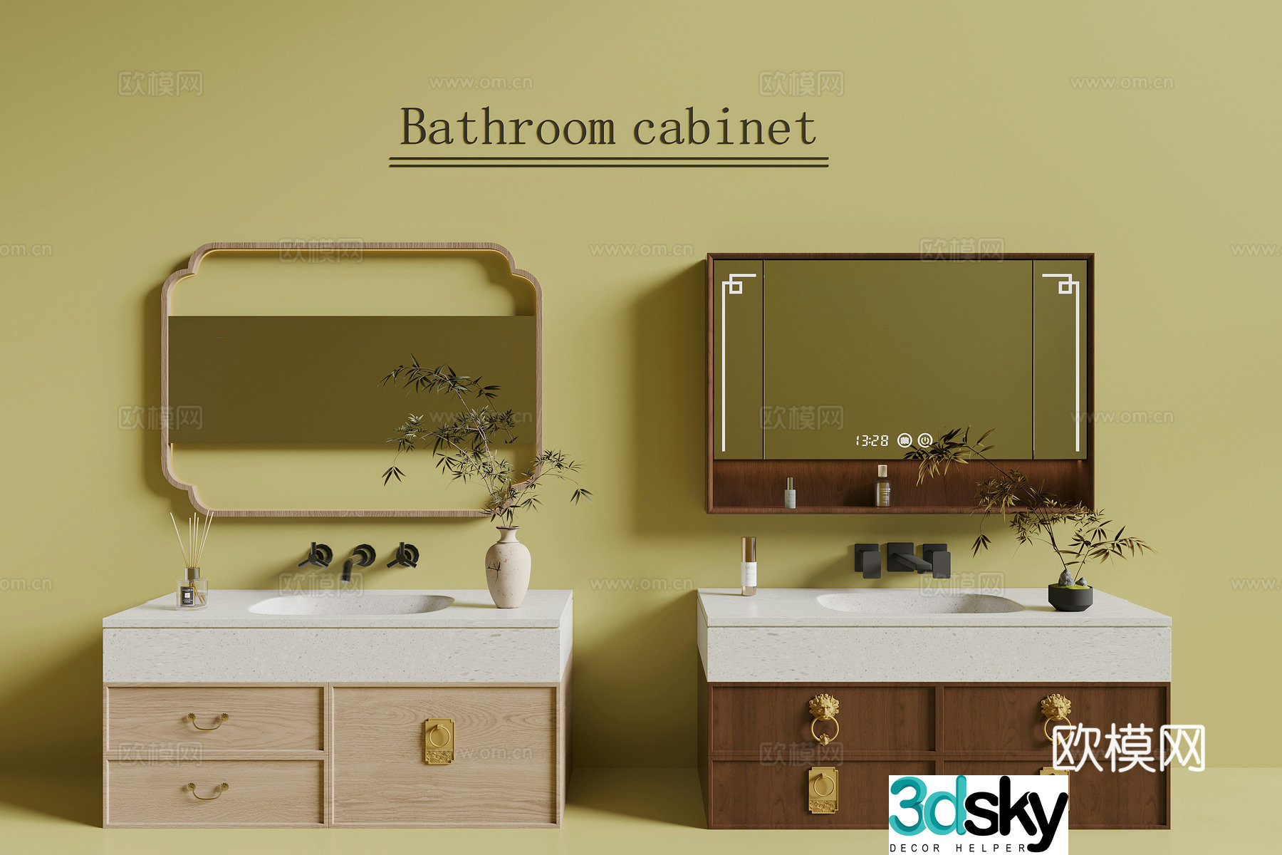 New Chinese style bathroom cabinet 3D model