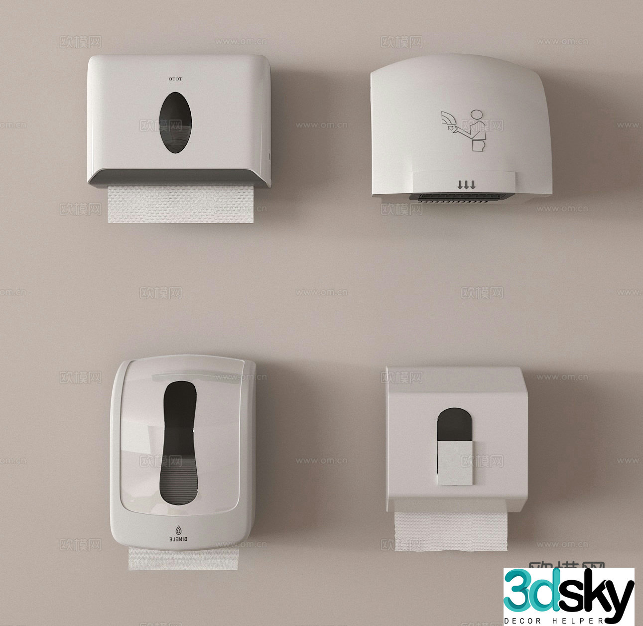 Wall-mounted tissue box cardboard box mobile phone drying 3D model
