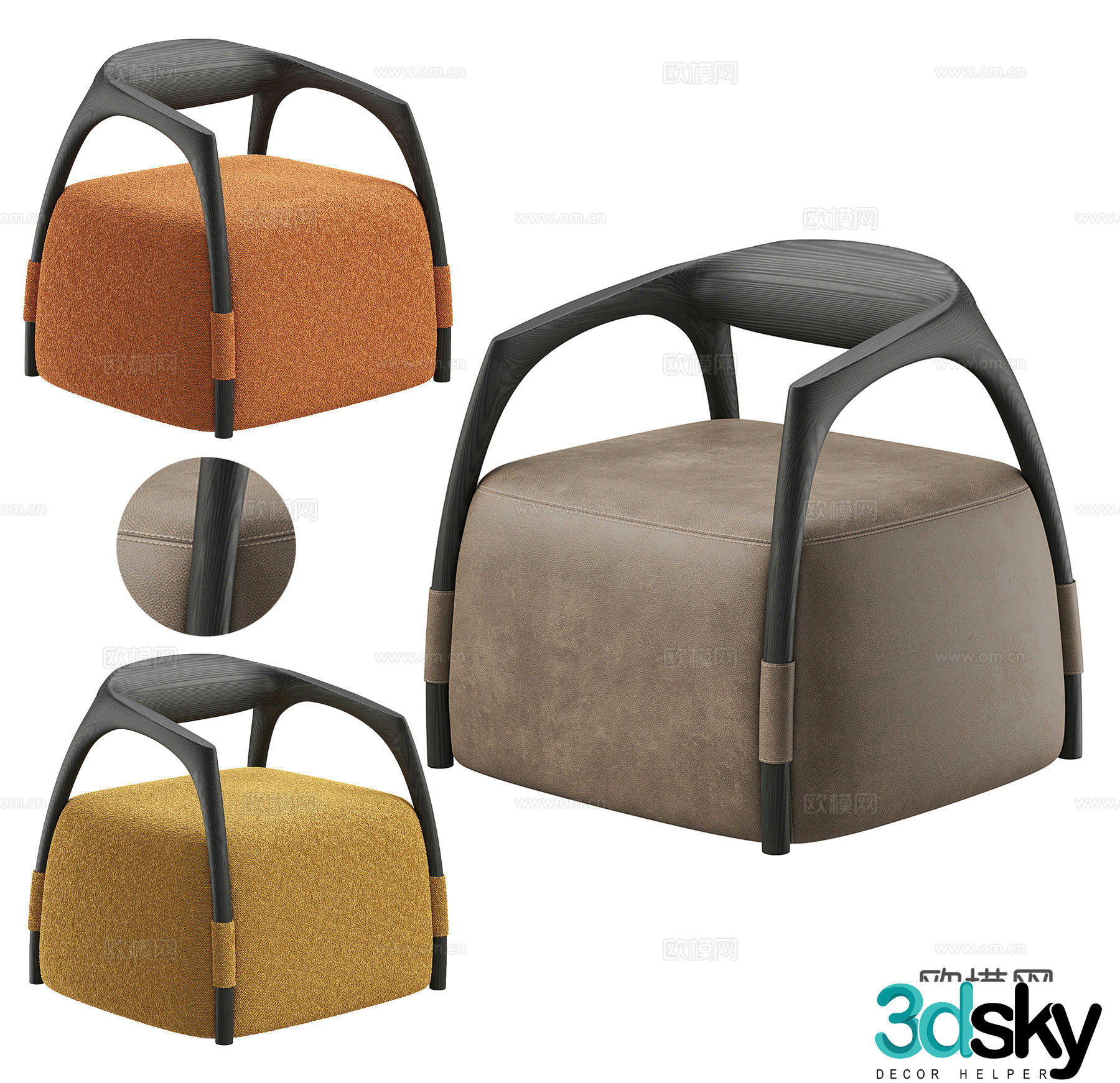 Modern casual chair casual single sofa 3d model