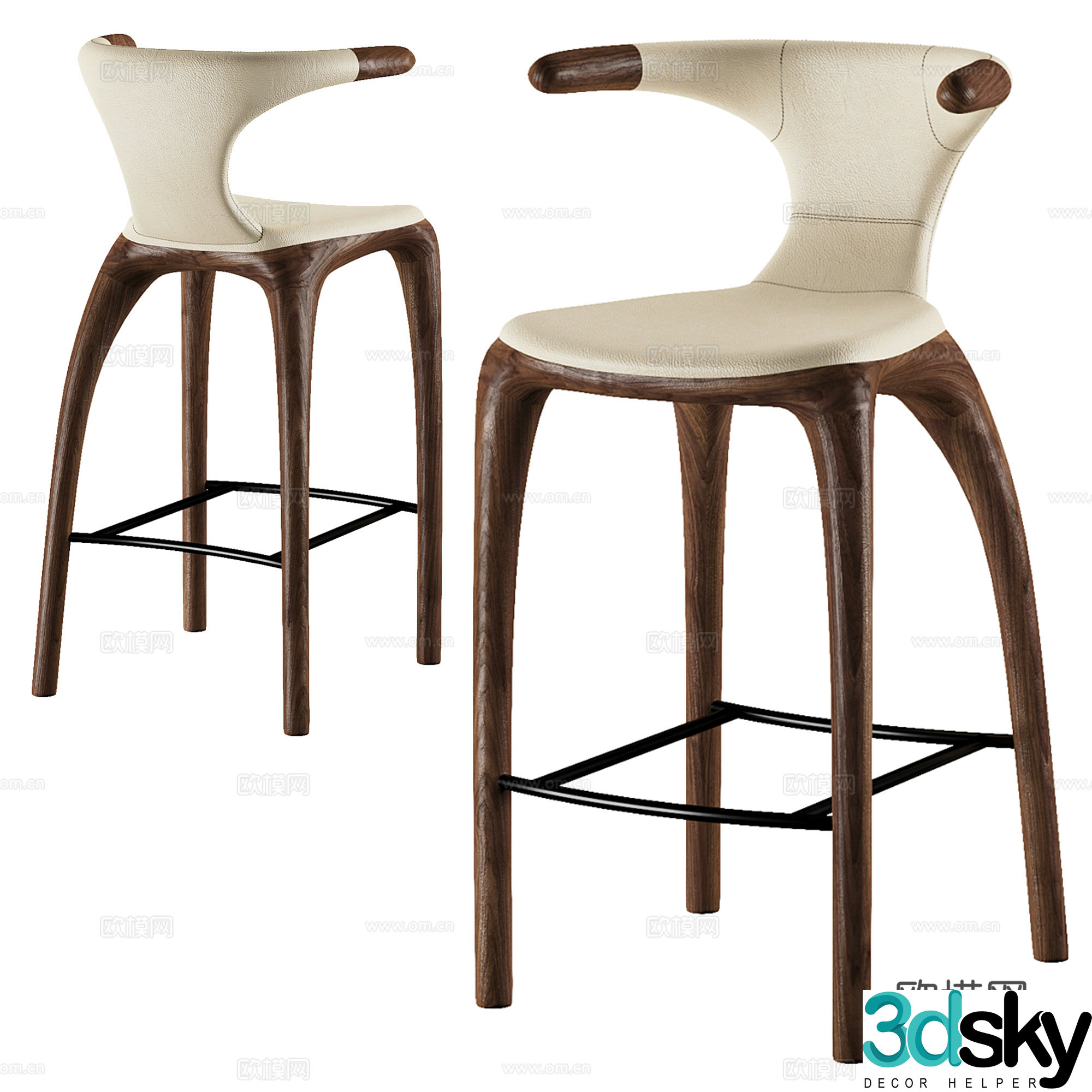 Modern light luxury bar chair 3D model