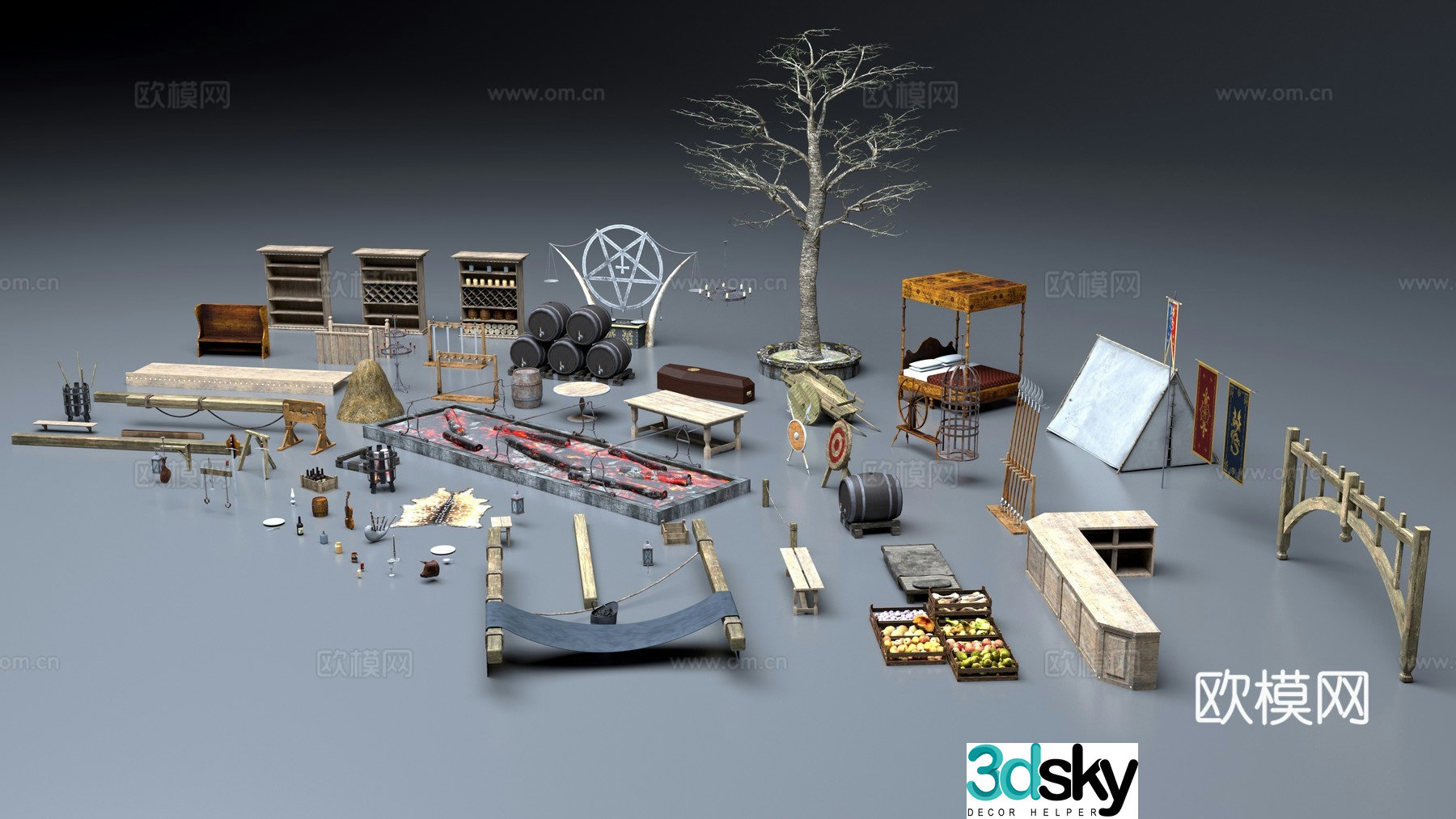 Medieval items 3d model
