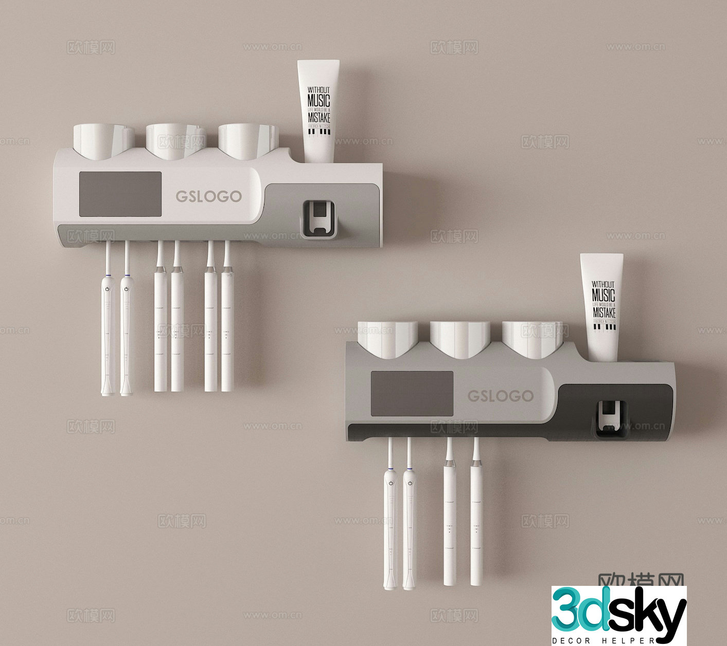 Wall-mounted toothbrush holder Toothpaste holder 3D model