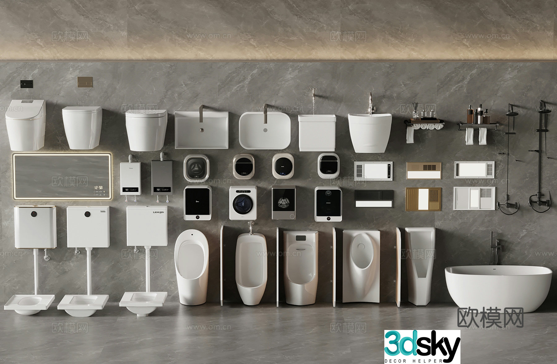 Modern toilet shower squat toilet bathroom small pieces 3D model