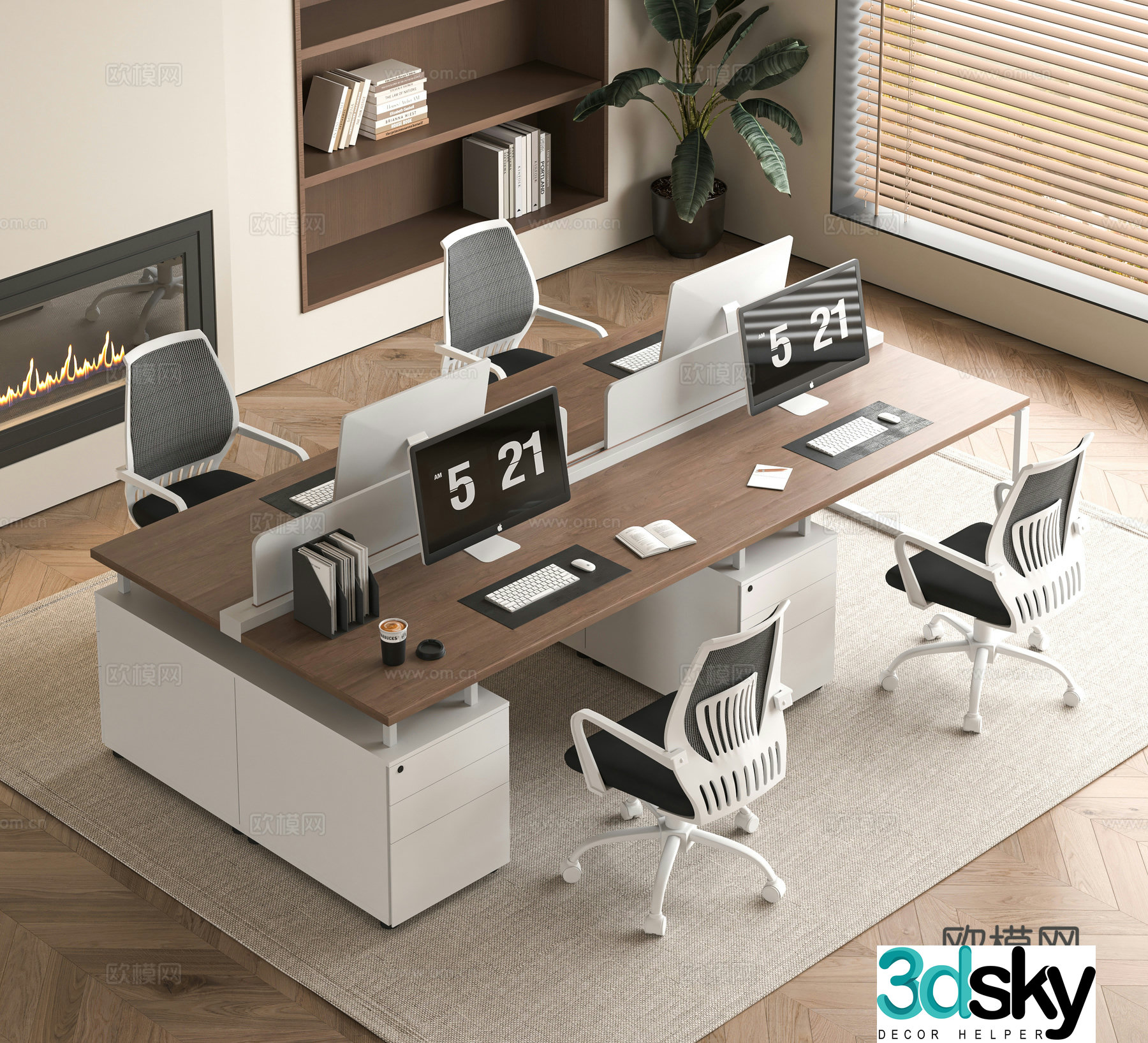 Modern office desk and chair combination 3D model