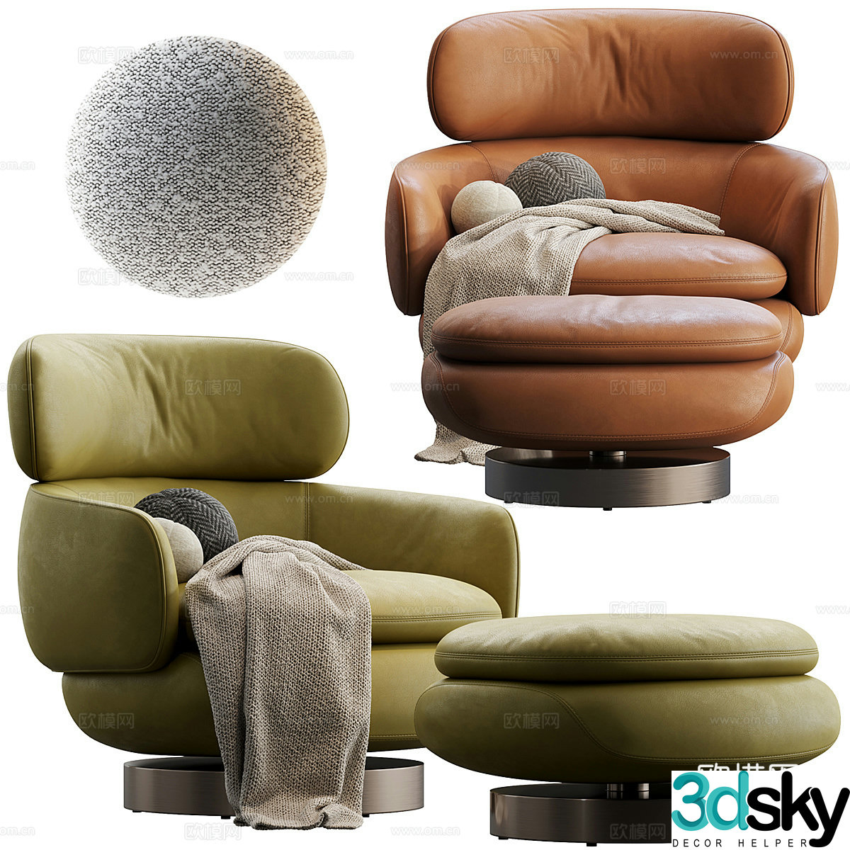 Modern Italian light luxury Vivienne armchair 3d model