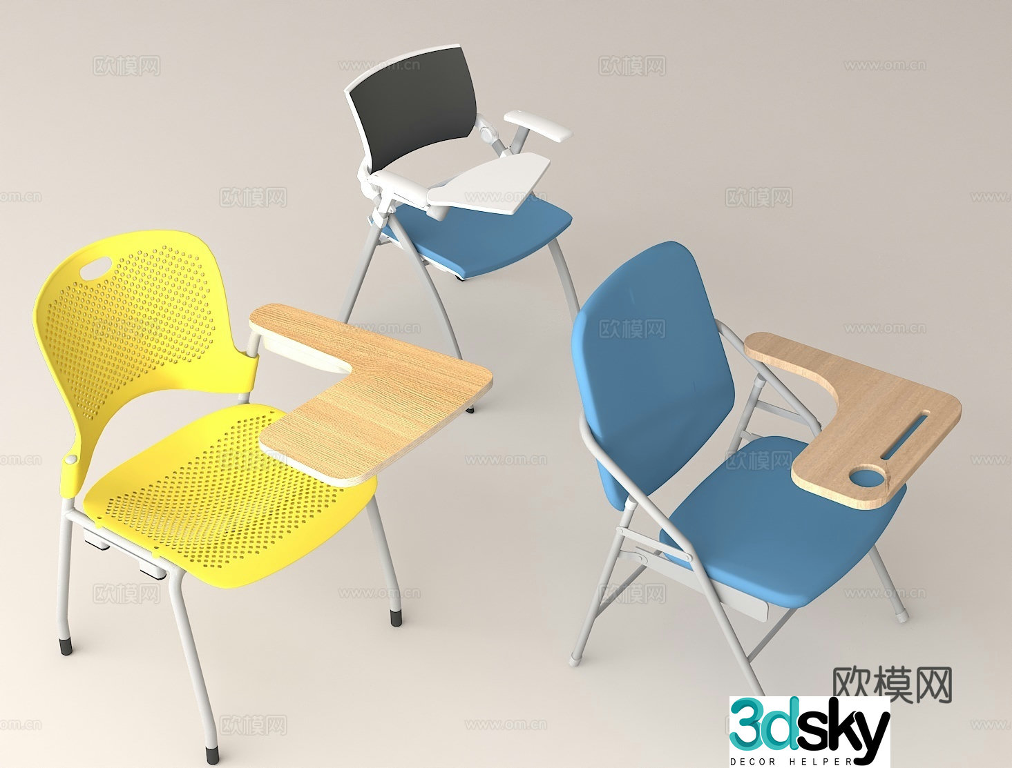 Classroom study seats training room seats conference seats 3D model