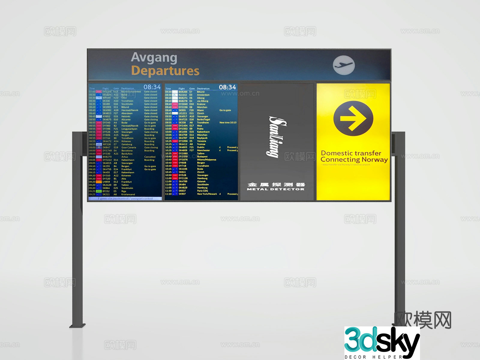 Airport timetable 3d model