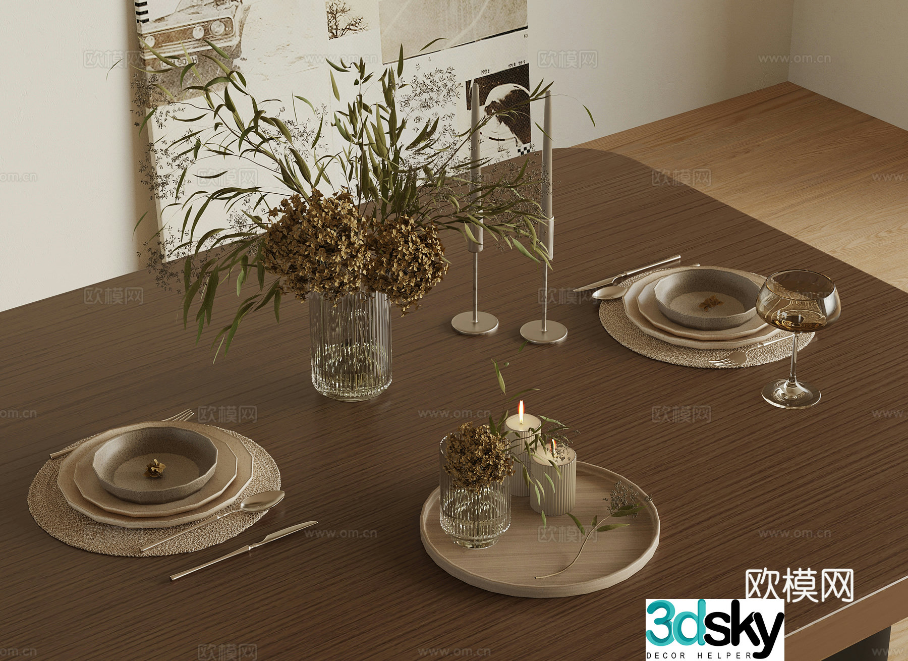Modern retro tableware ornaments cup 3d model